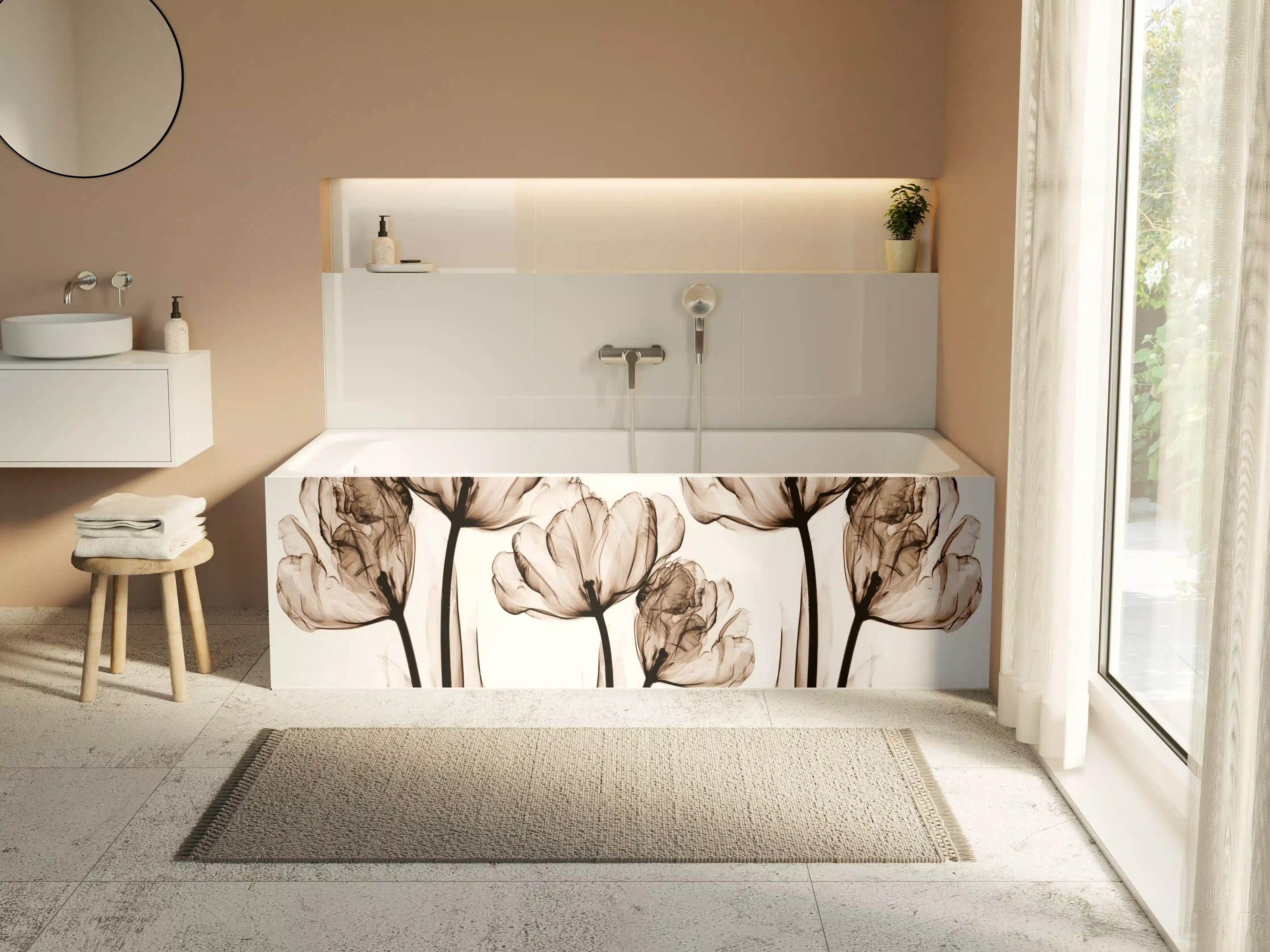 Badewannen-Rückwand - Abstraktes Blumendesign