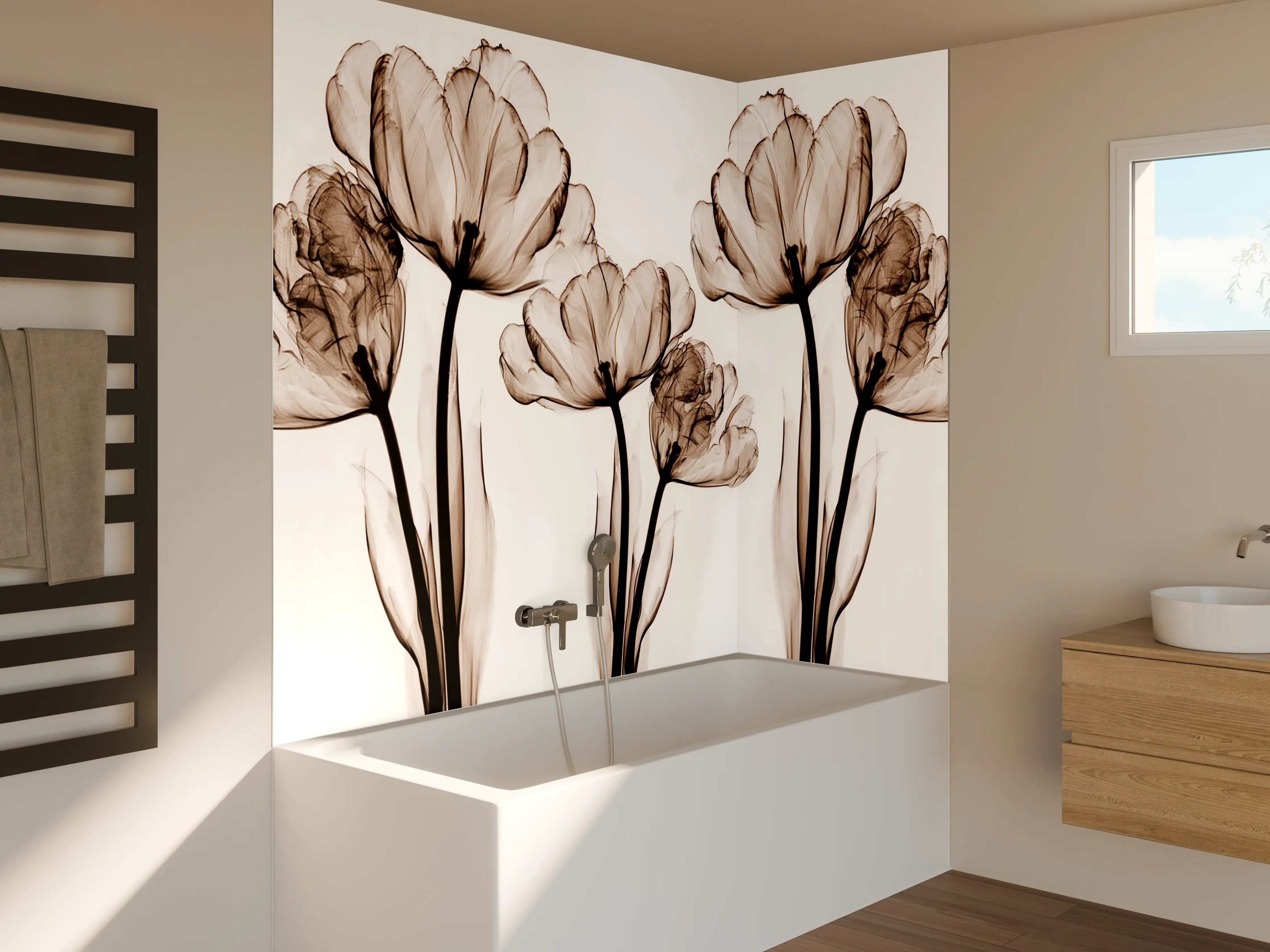Badewannen-Rückwand - Abstraktes Blumendesign