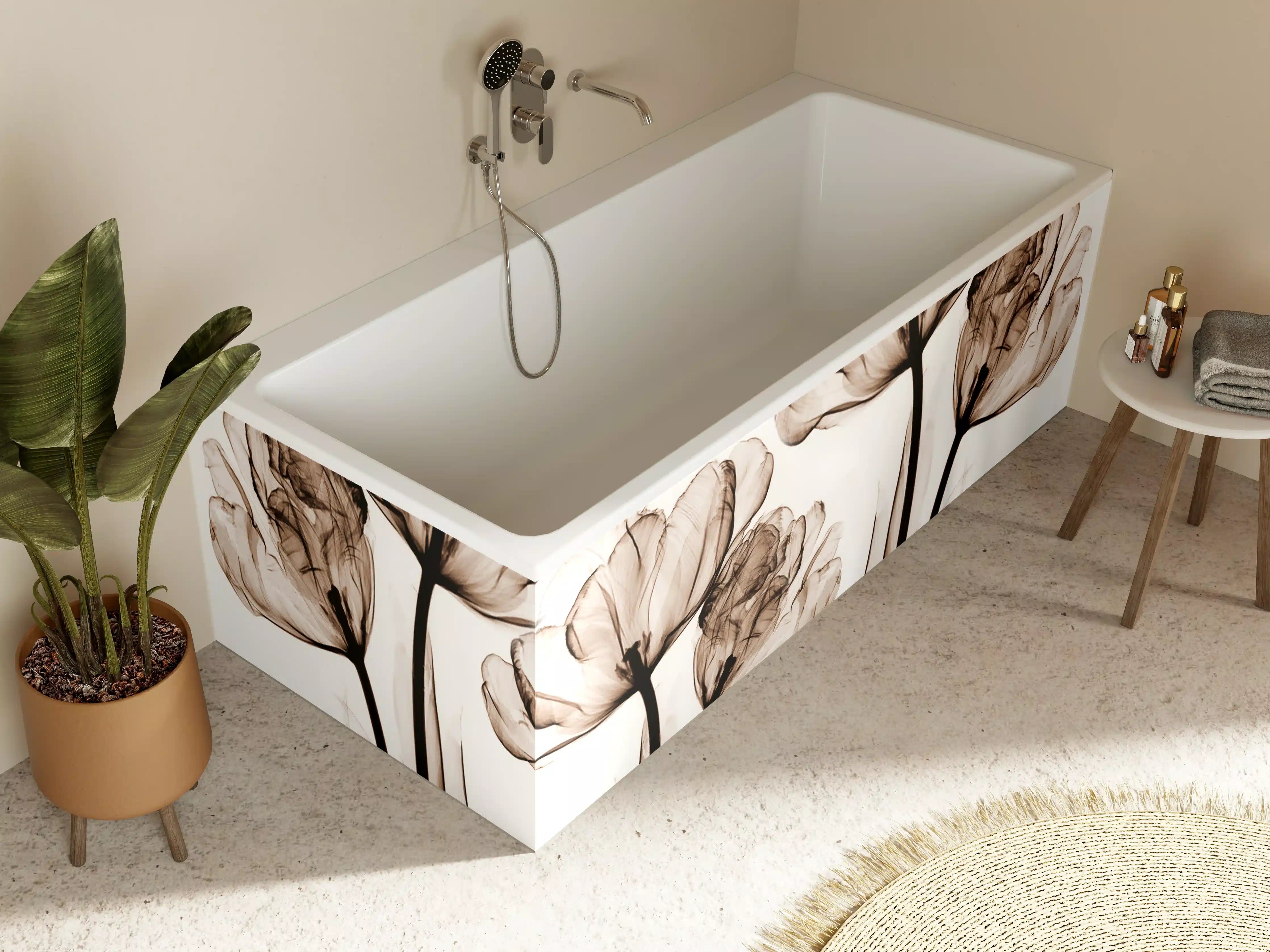 Badewannen-Rückwand - Abstraktes Blumendesign