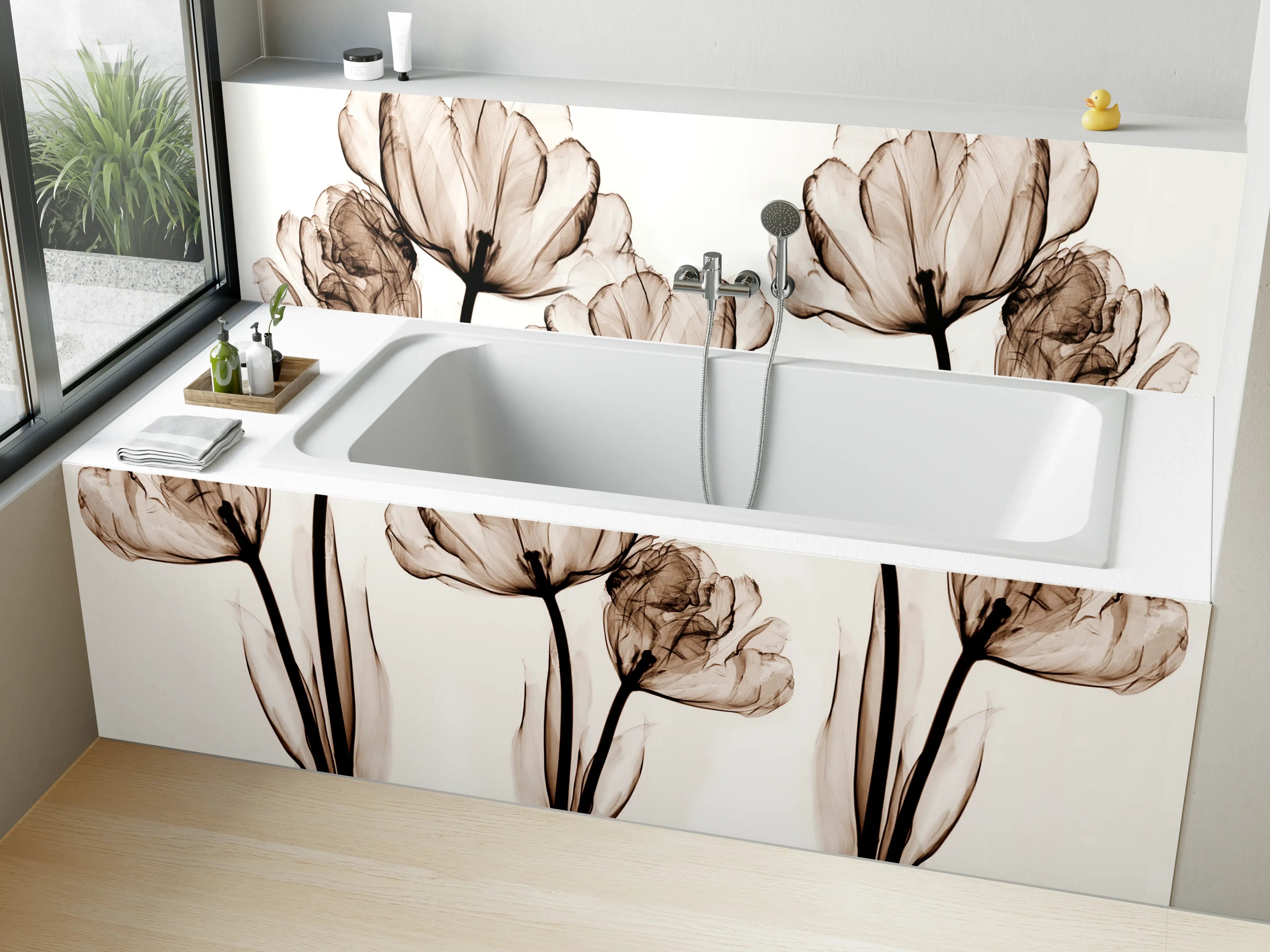 Badewannen-Rückwand - Abstraktes Blumendesign