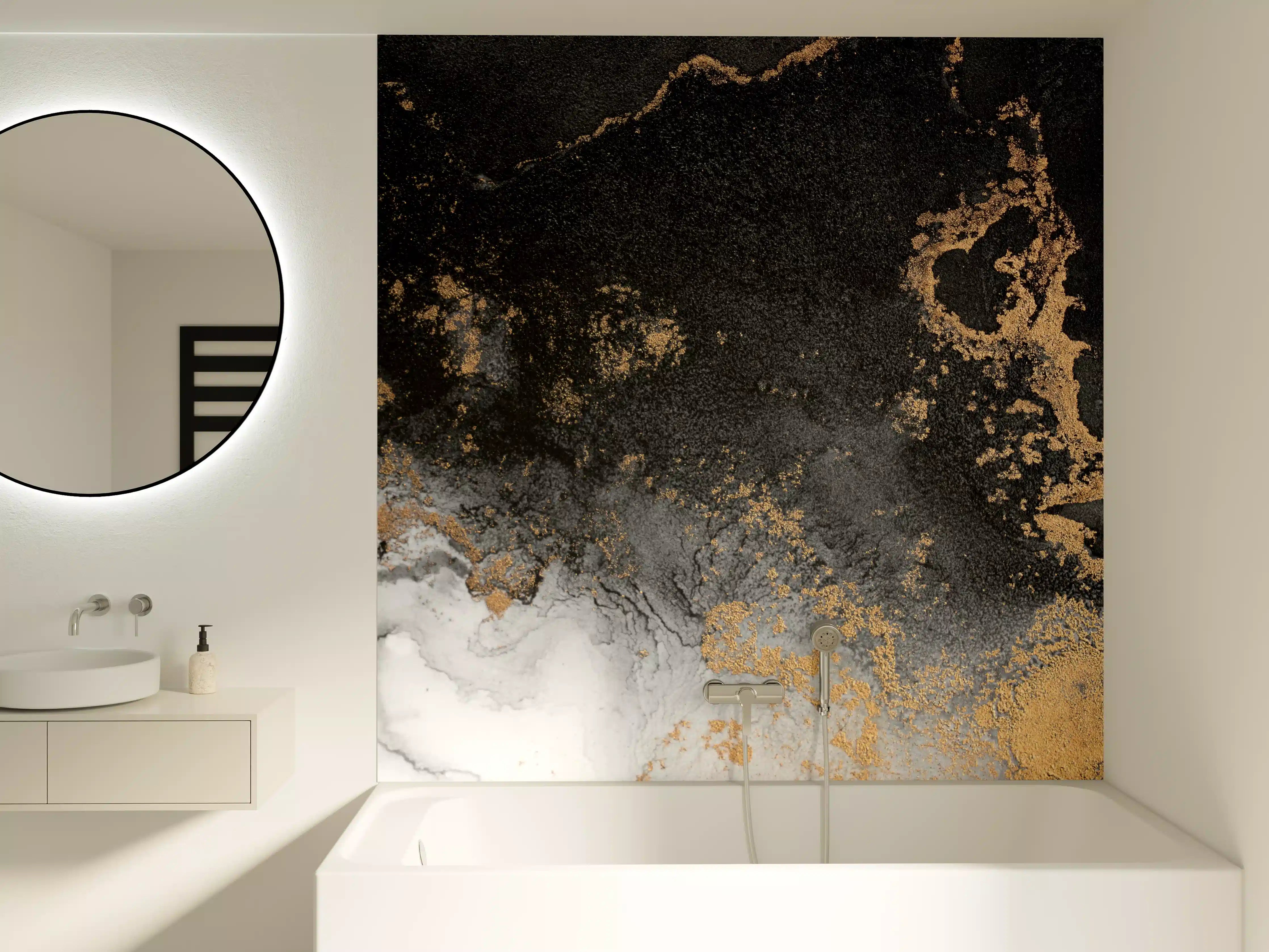 Badewannen-Rückwand - Abstraktes Marmor Design - Flüssigkunst