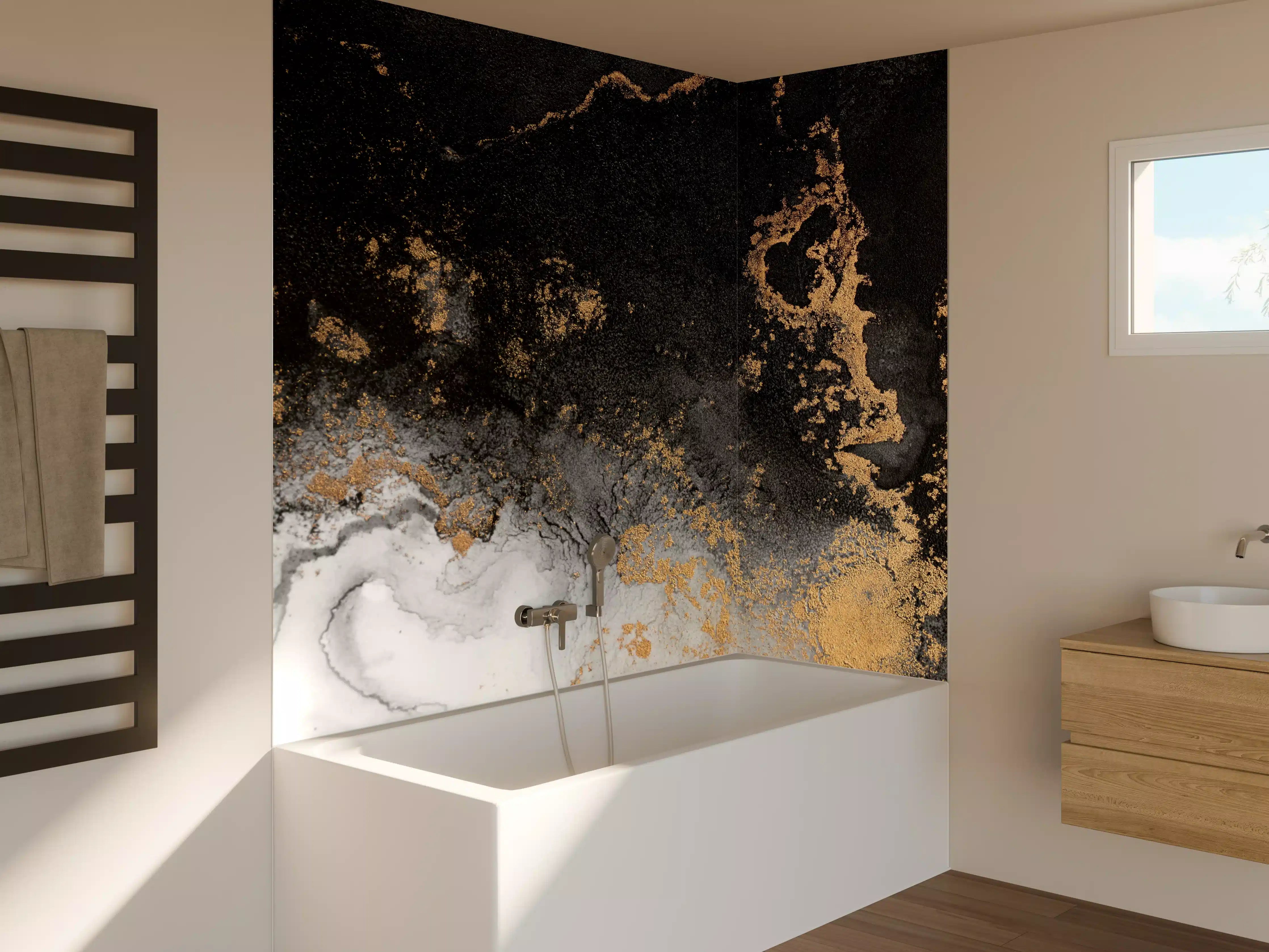 Badewannen-Rückwand - Abstraktes Marmor Design - Flüssigkunst
