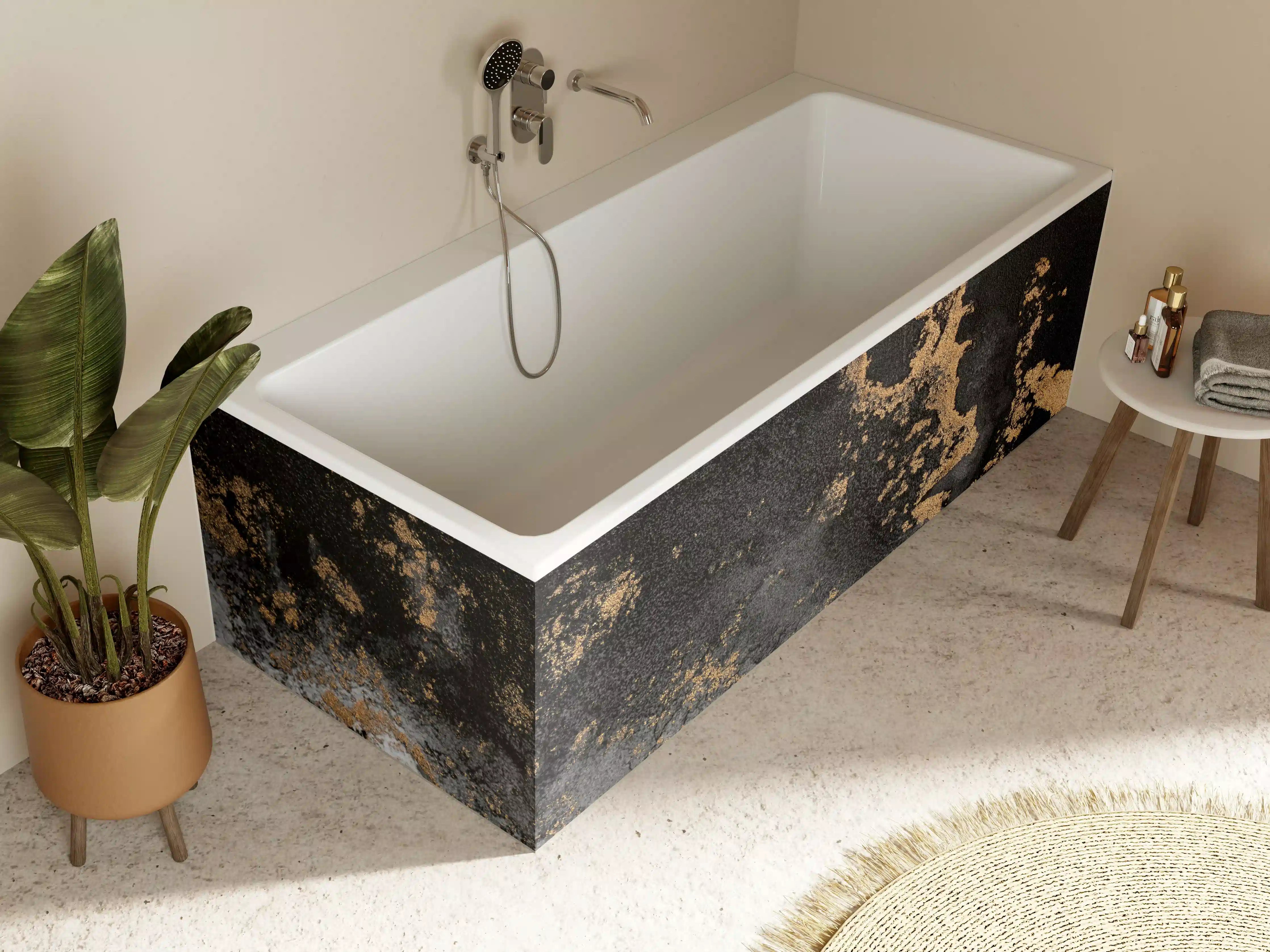 Badewannen-Rückwand - Abstraktes Marmor Design - Flüssigkunst