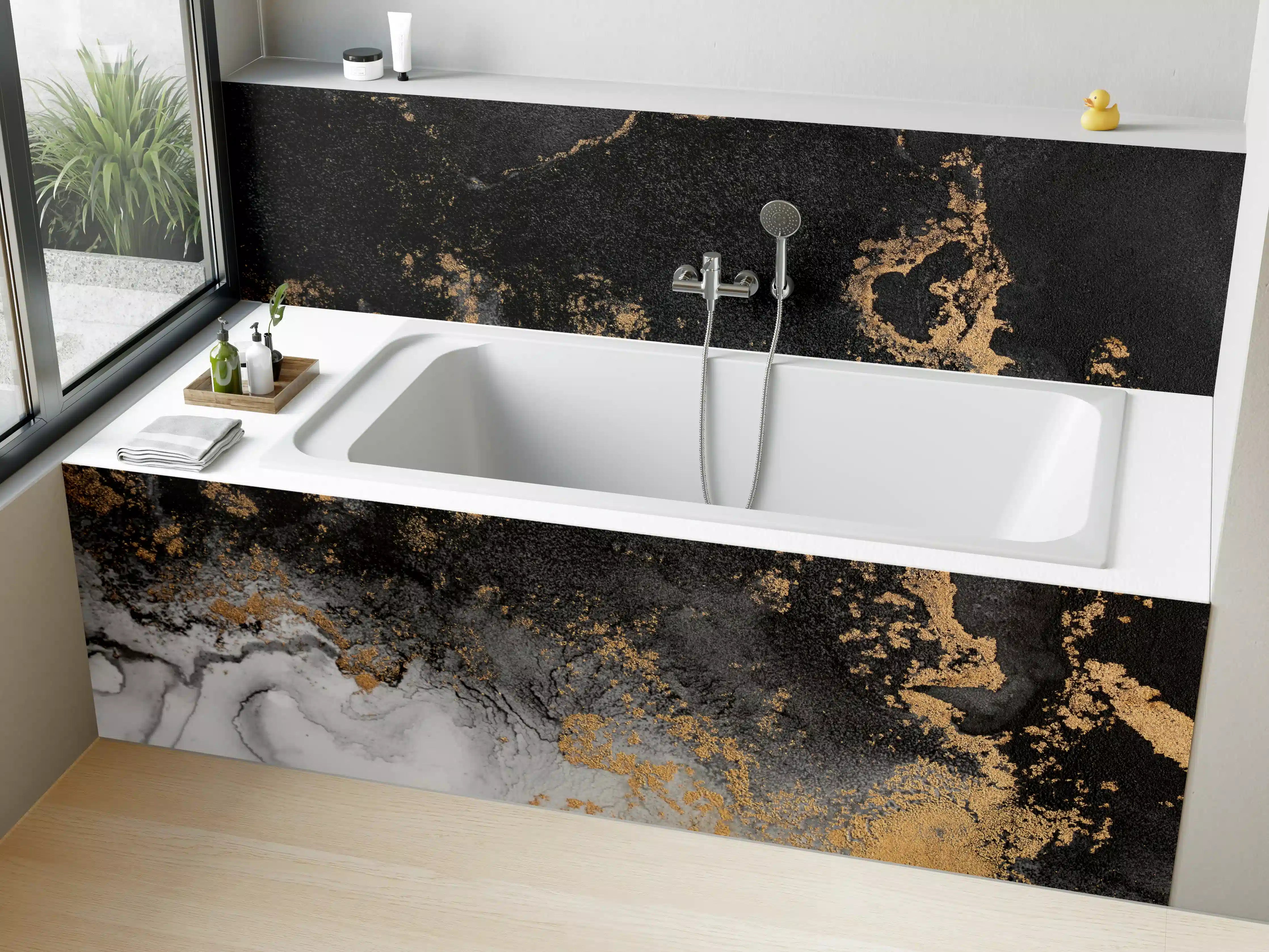 Badewannen-Rückwand - Abstraktes Marmor Design - Flüssigkunst