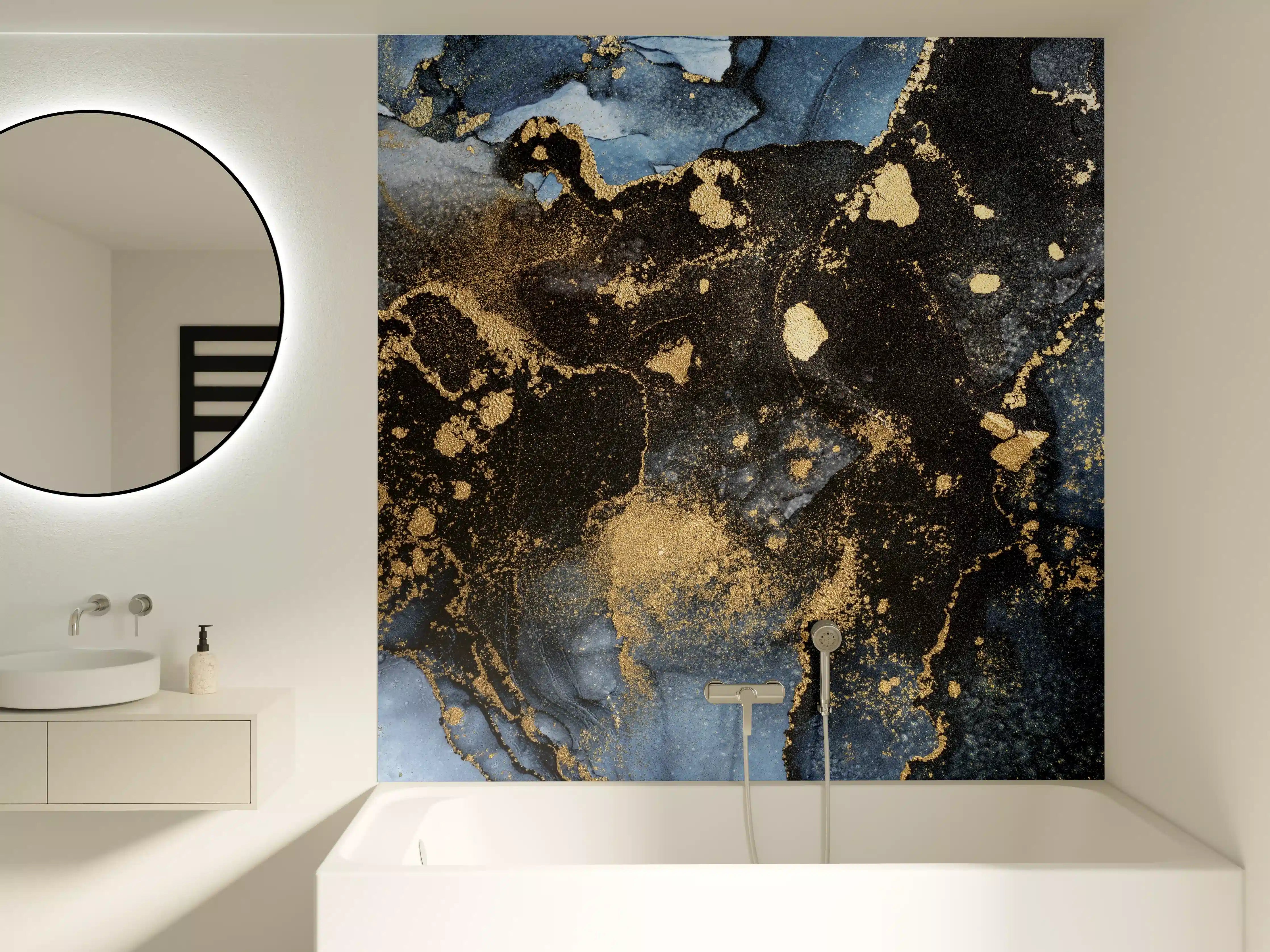 Badewannen-Rückwand - Abstraktes Marmor Wanddesign - Flüssigmalerei