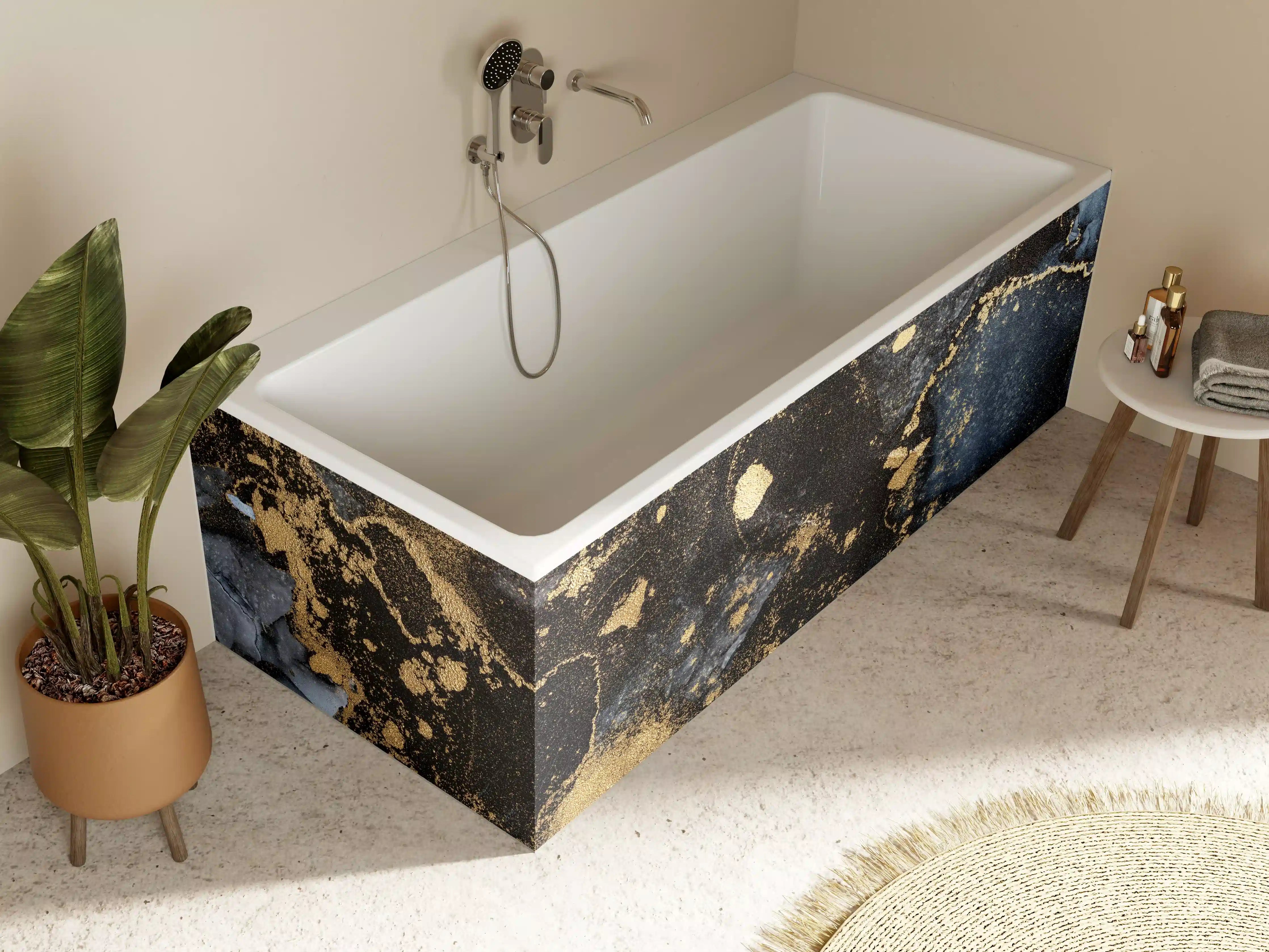 Badewannen-Rückwand - Abstraktes Marmor Wanddesign - Flüssigmalerei
