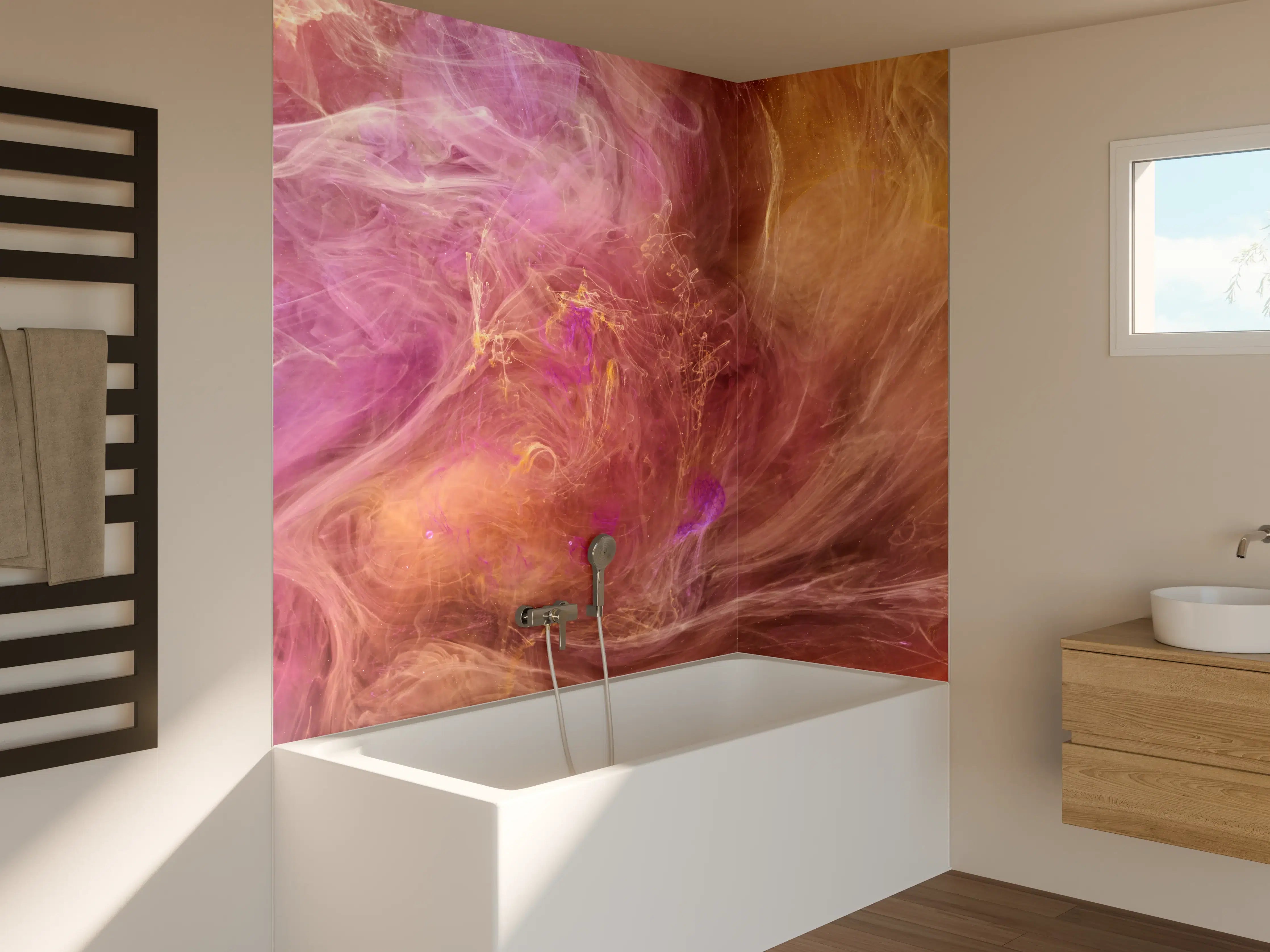 Badewannen-Rückwand - Abstraktes Muster -Flüssigkunst