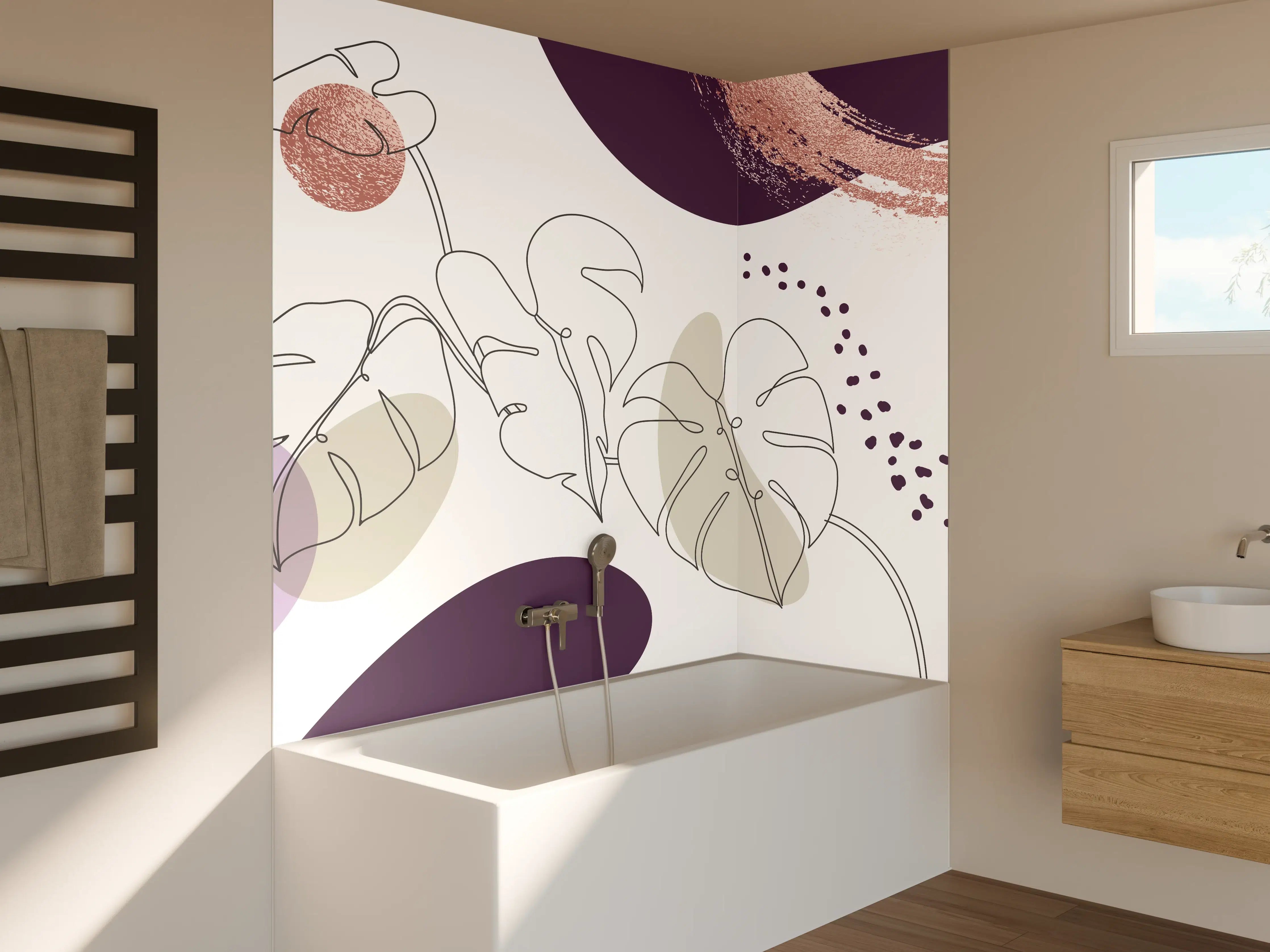 Badewannen-Rückwand - Abstraktes Pastellfarben-Design