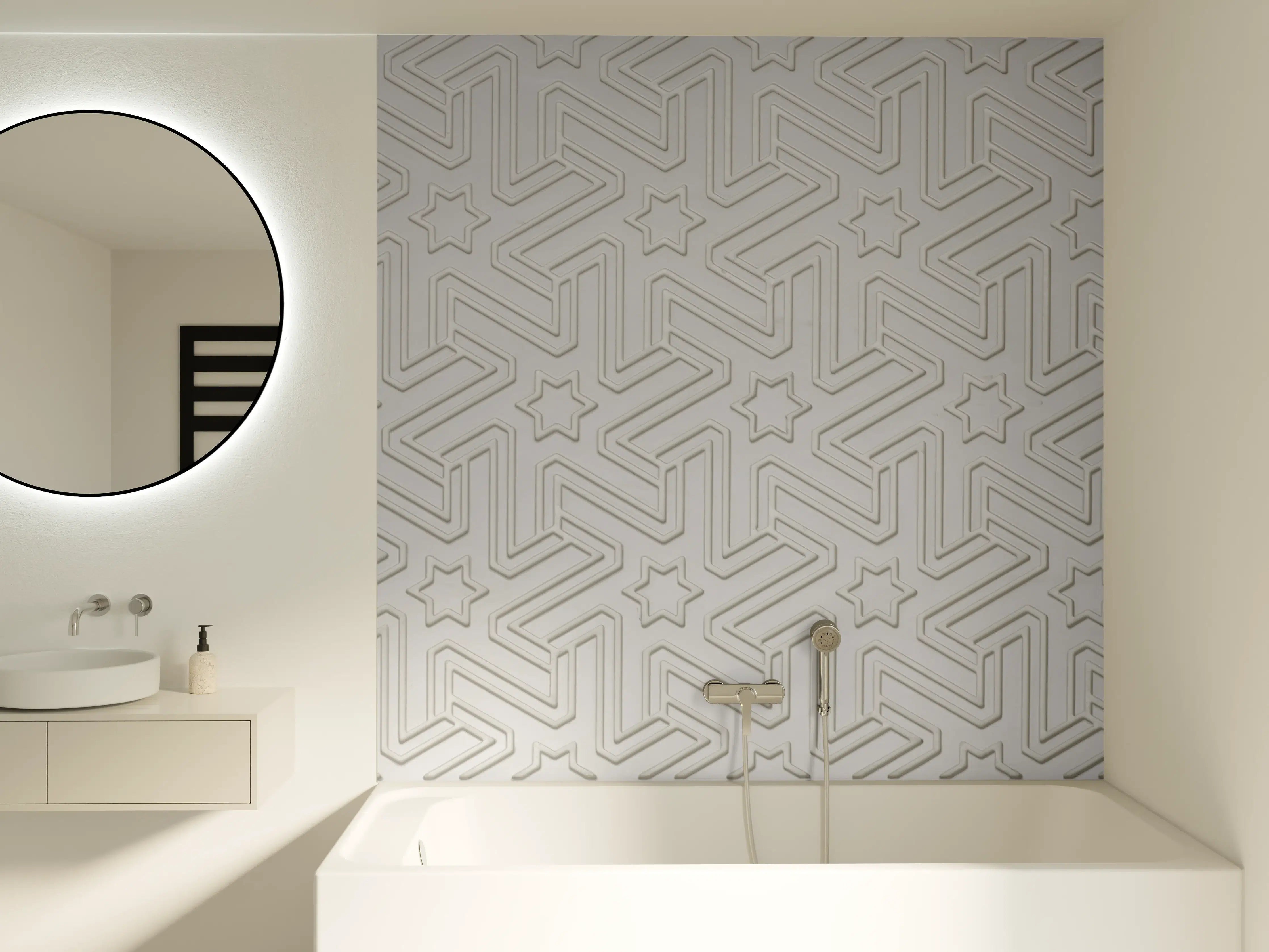 Badewannen-Rückwand - Abstraktes geometrisches Fliesenmuster
