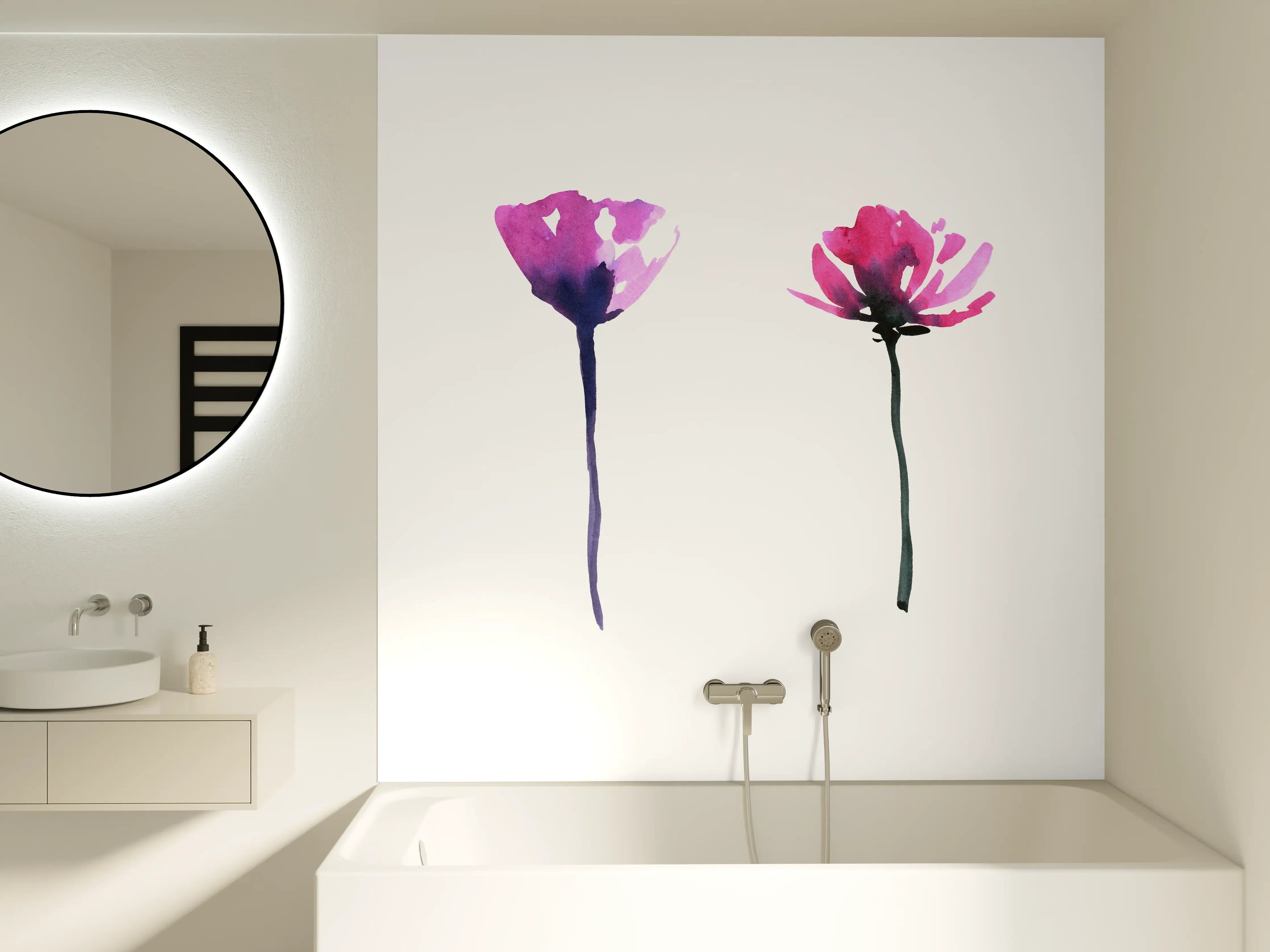 Badewannen-Rückwand - Abstraktes modernes Blumenset