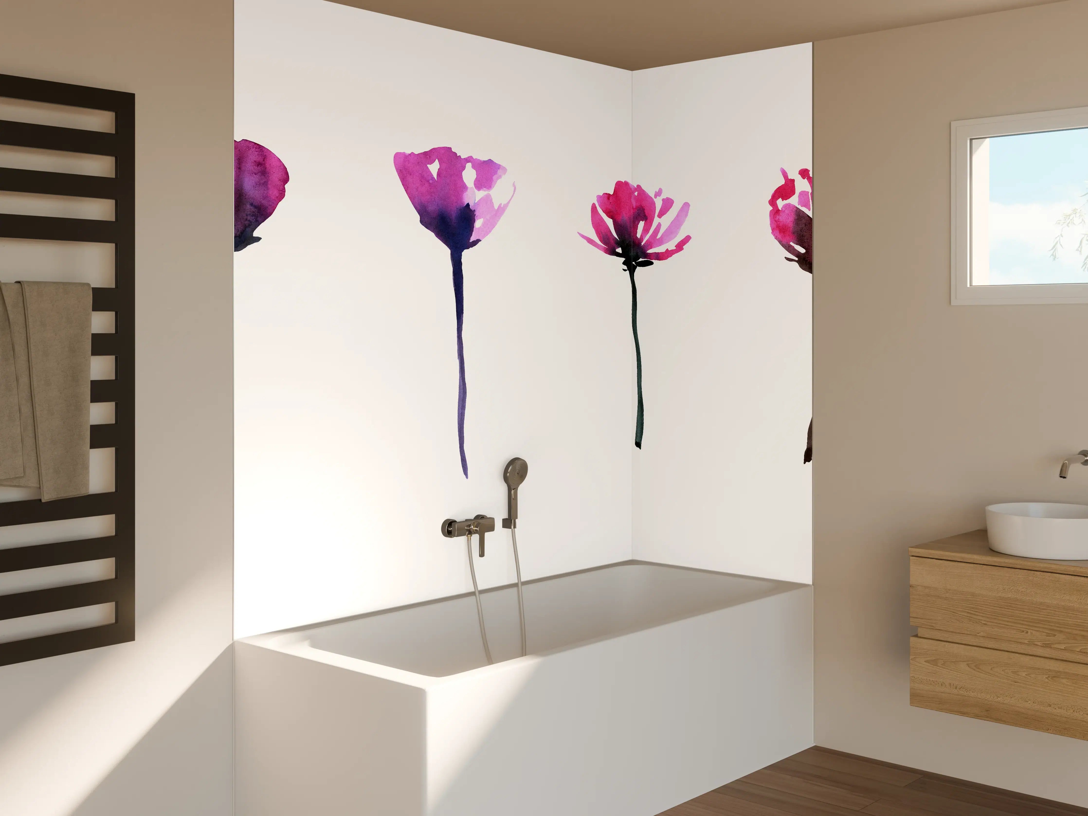 Badewannen-Rückwand - Abstraktes modernes Blumenset