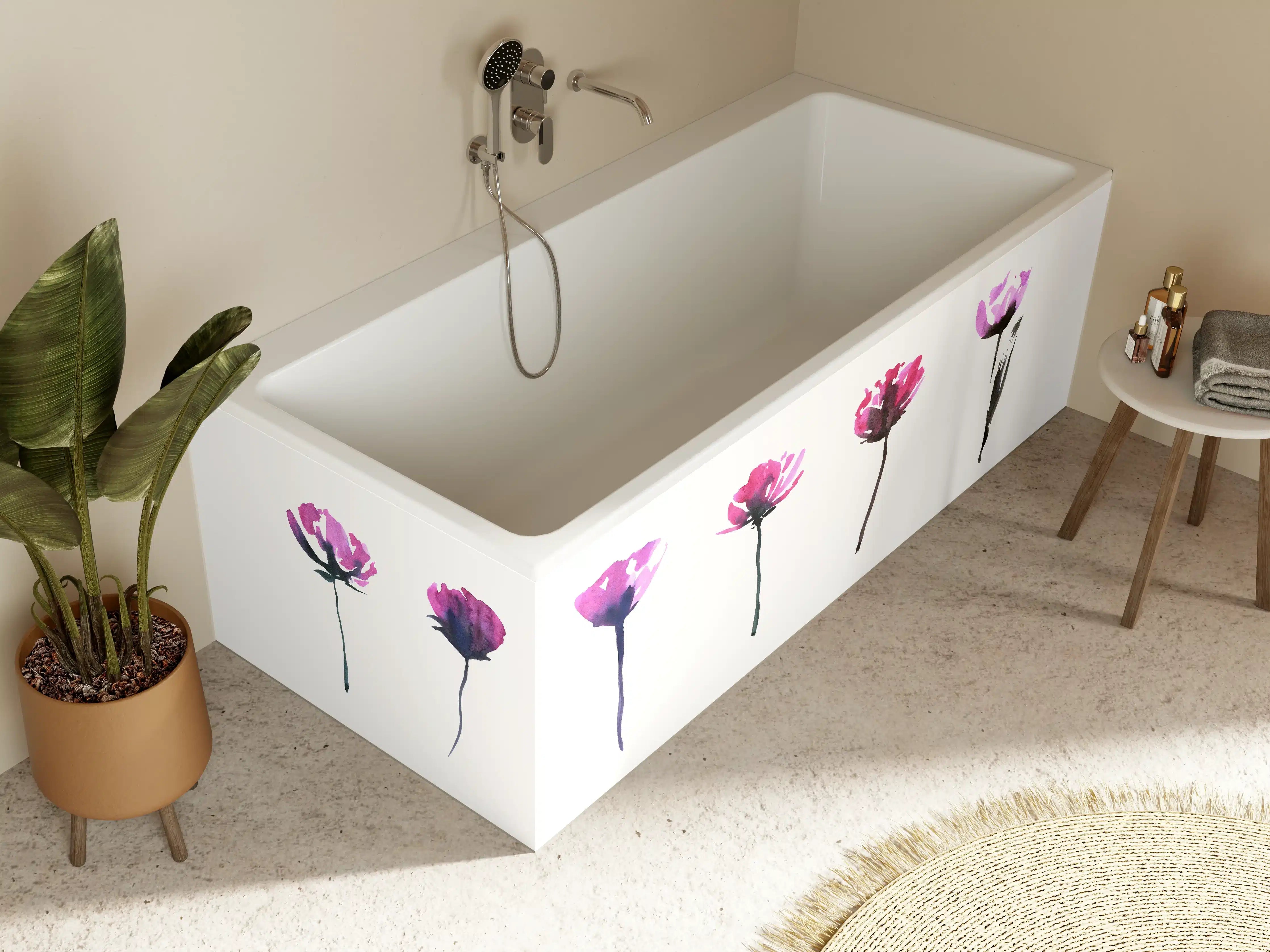 Badewannen-Rückwand - Abstraktes modernes Blumenset