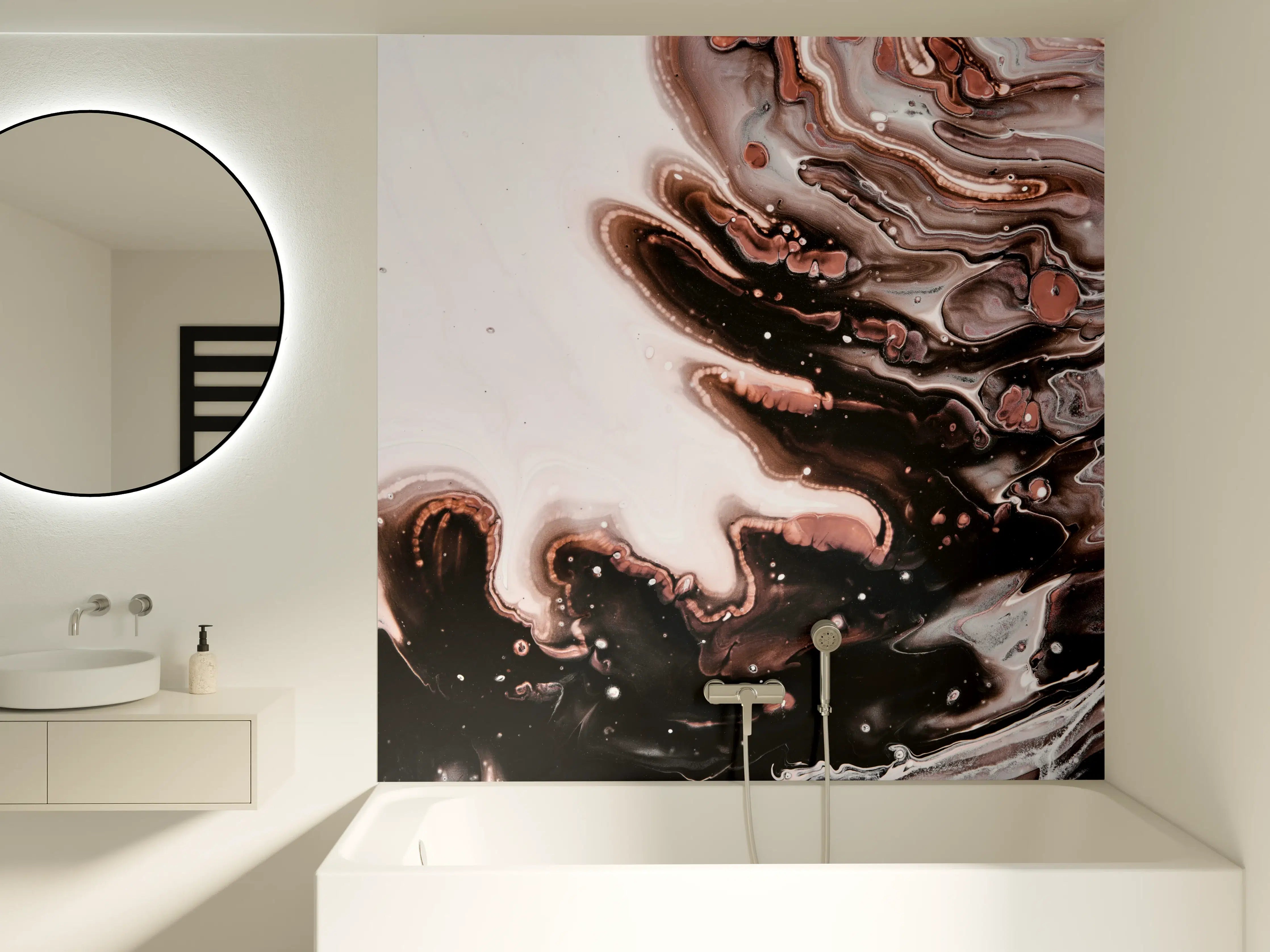 Badewannen-Rückwand - Acryl Flüssigkunst - Dunkle Farben