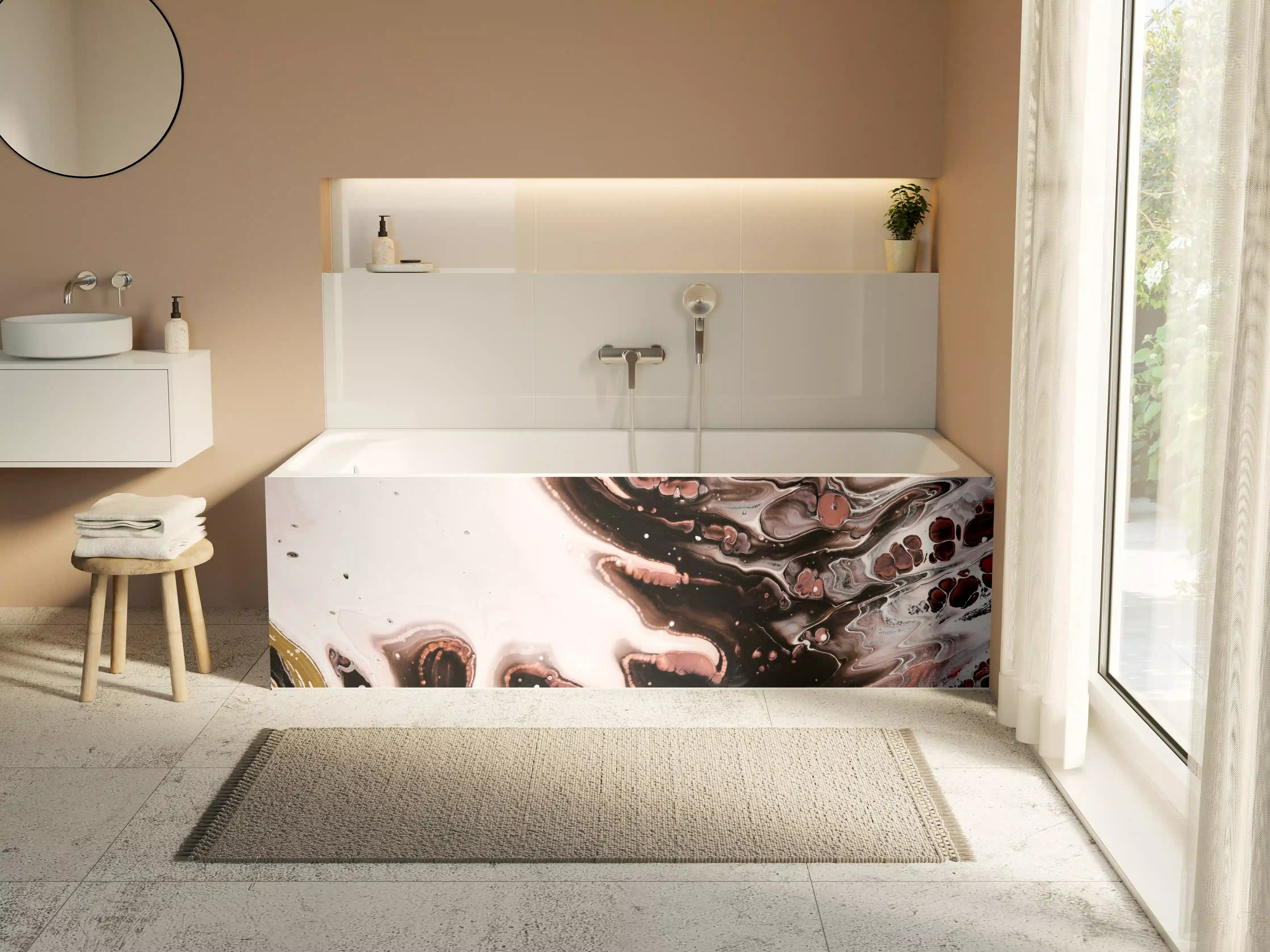 Badewannen-Rückwand - Acryl Flüssigkunst - Dunkle Farben