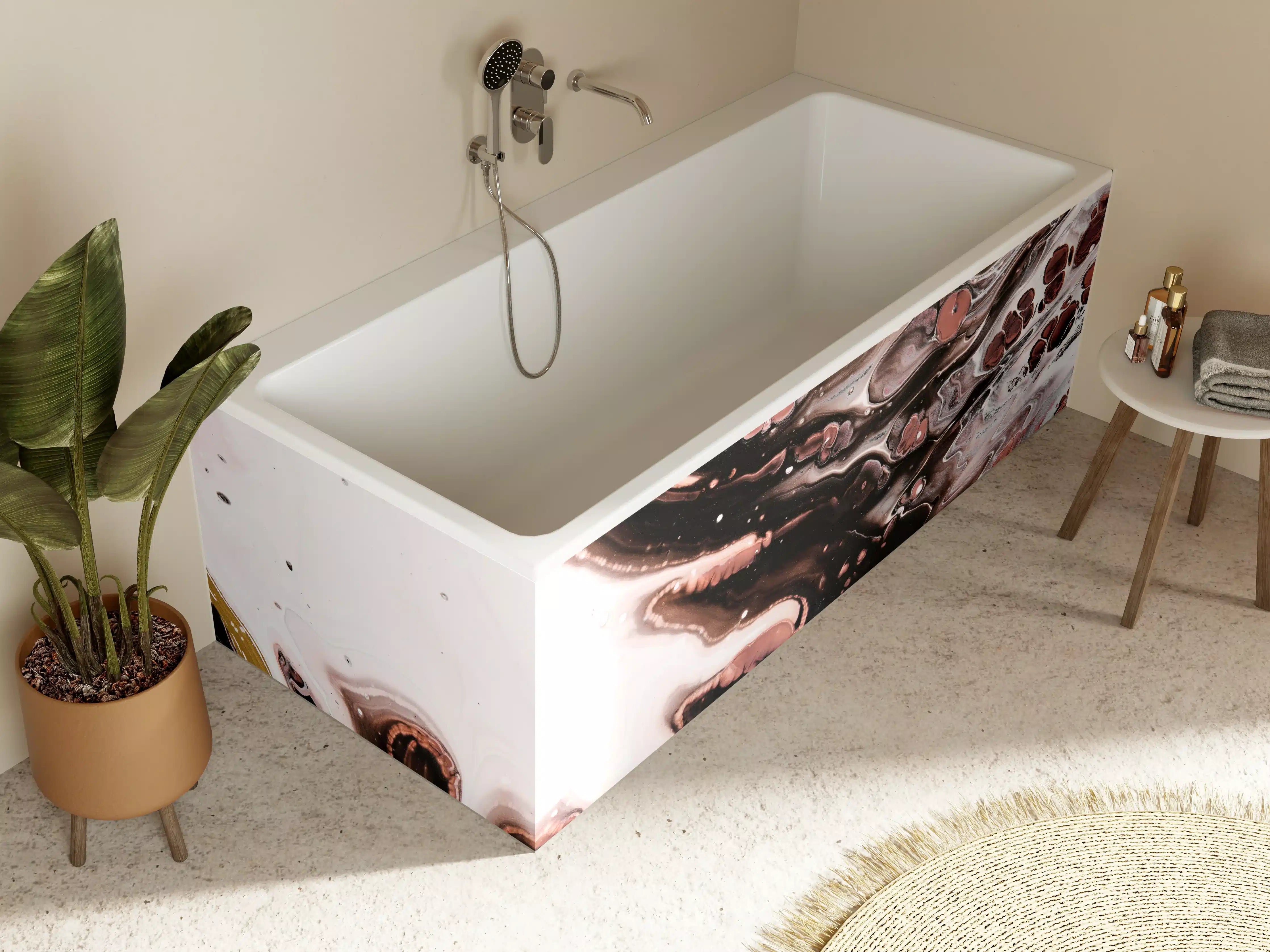 Badewannen-Rückwand - Acryl Flüssigkunst - Dunkle Farben