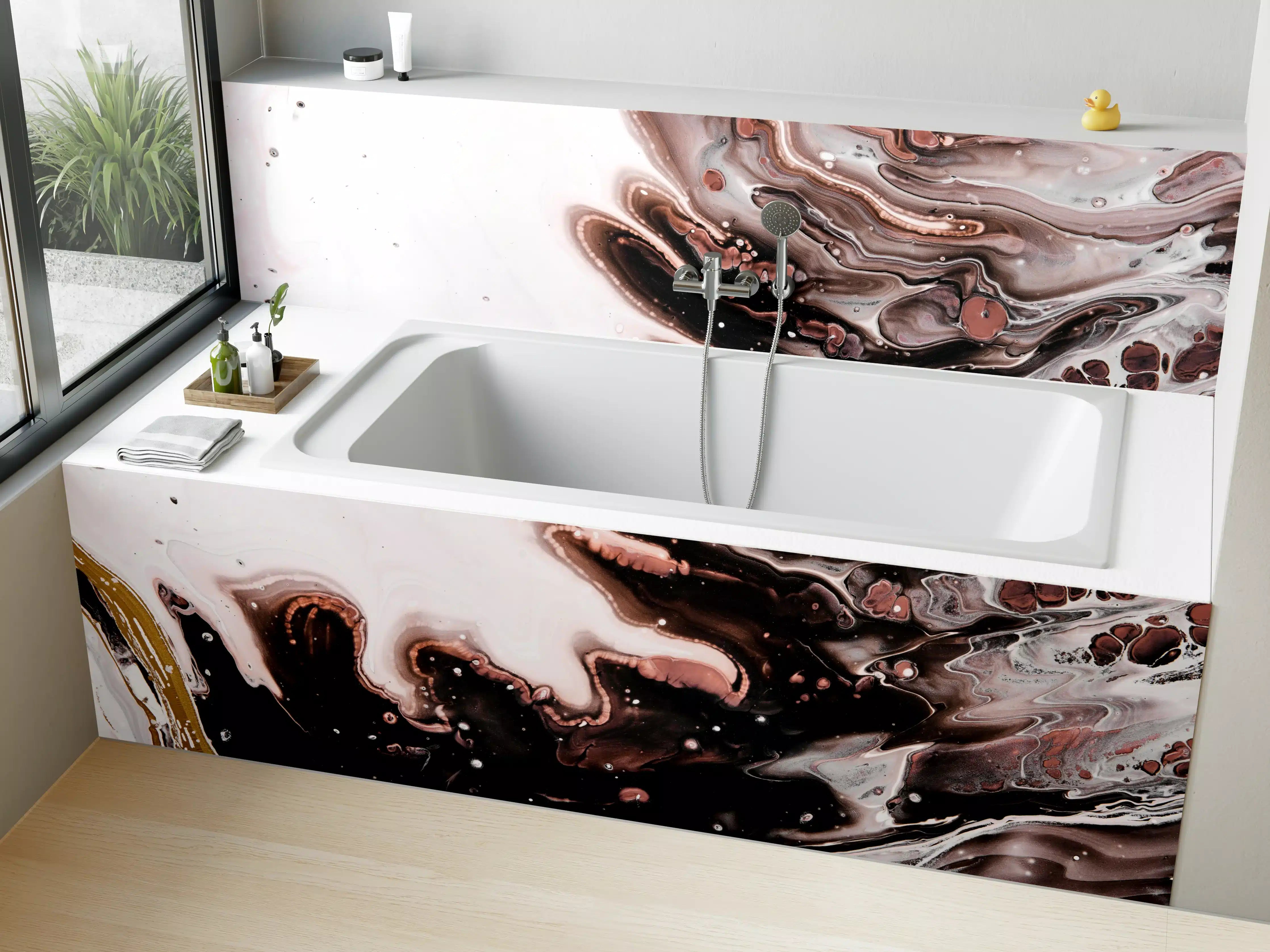 Badewannen-Rückwand - Acryl Flüssigkunst - Dunkle Farben