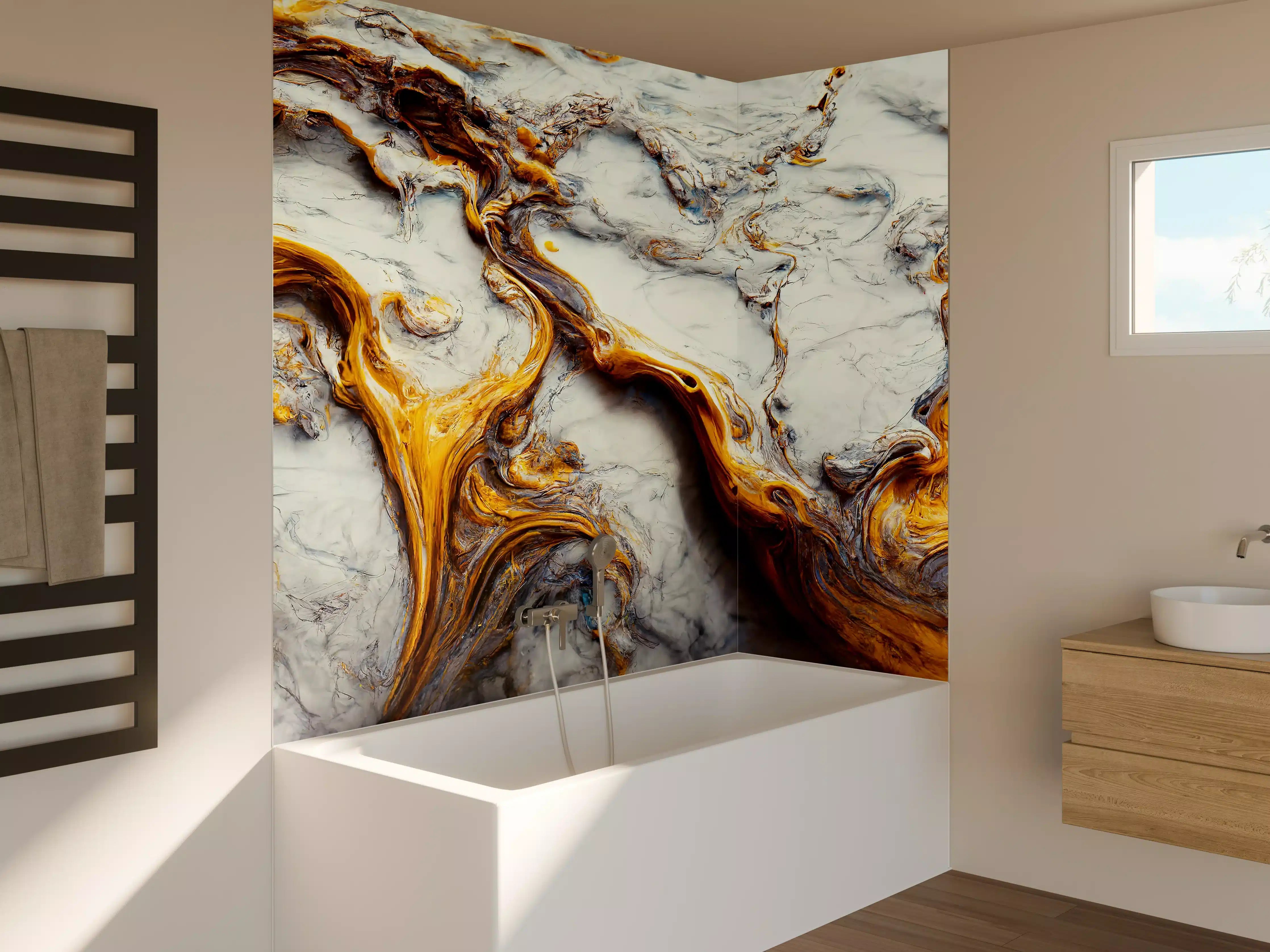 Badewannen-Rückwand - Acrylfarben Flüssigkunst - Marmor