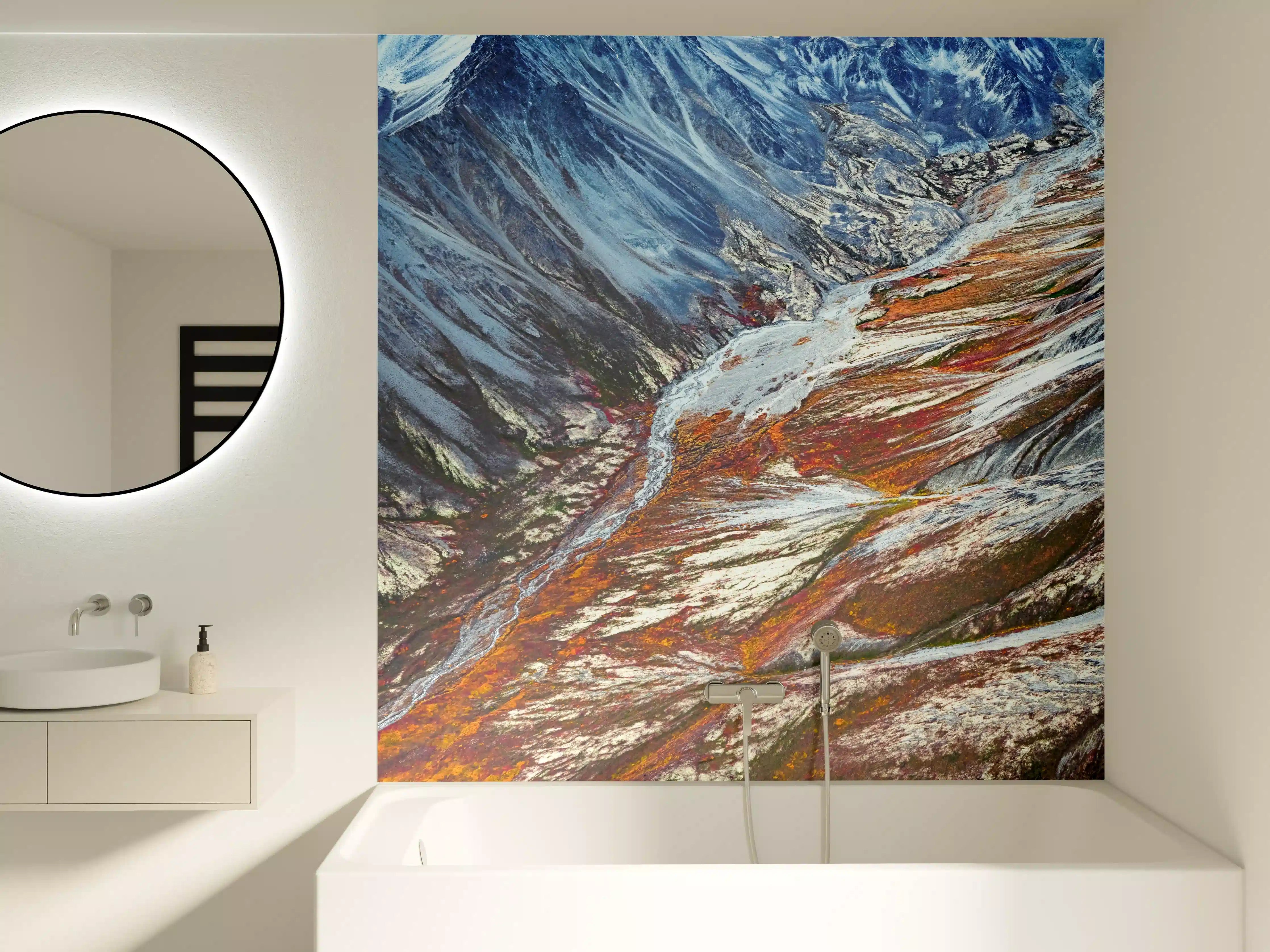 Badewannen-Rückwand - Alaskas Winter Berge Abstrakt