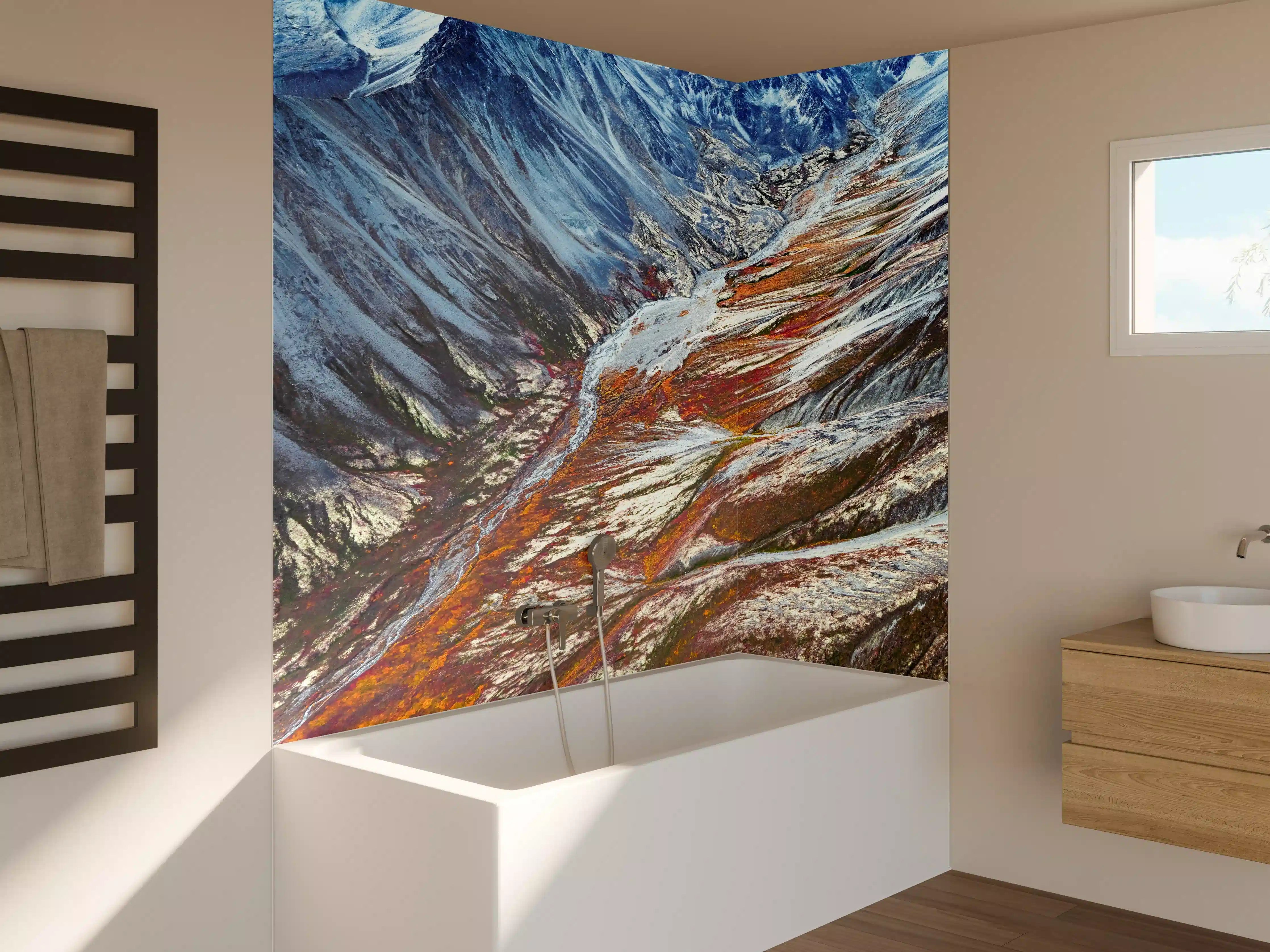 Badewannen-Rückwand - Alaskas Winter Berge Abstrakt