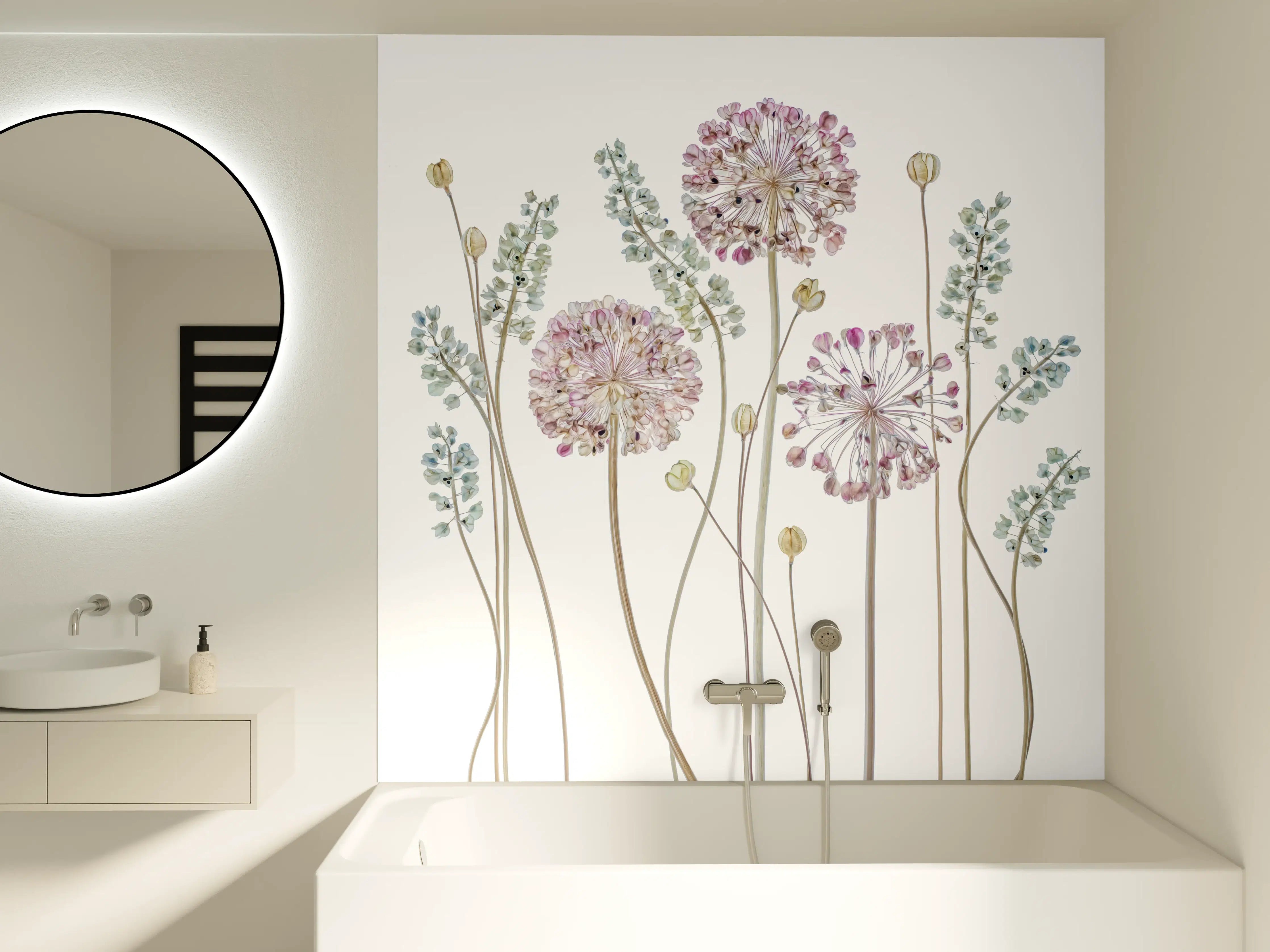 Badewannen-Rückwand - Allium Pflanzen - Floral