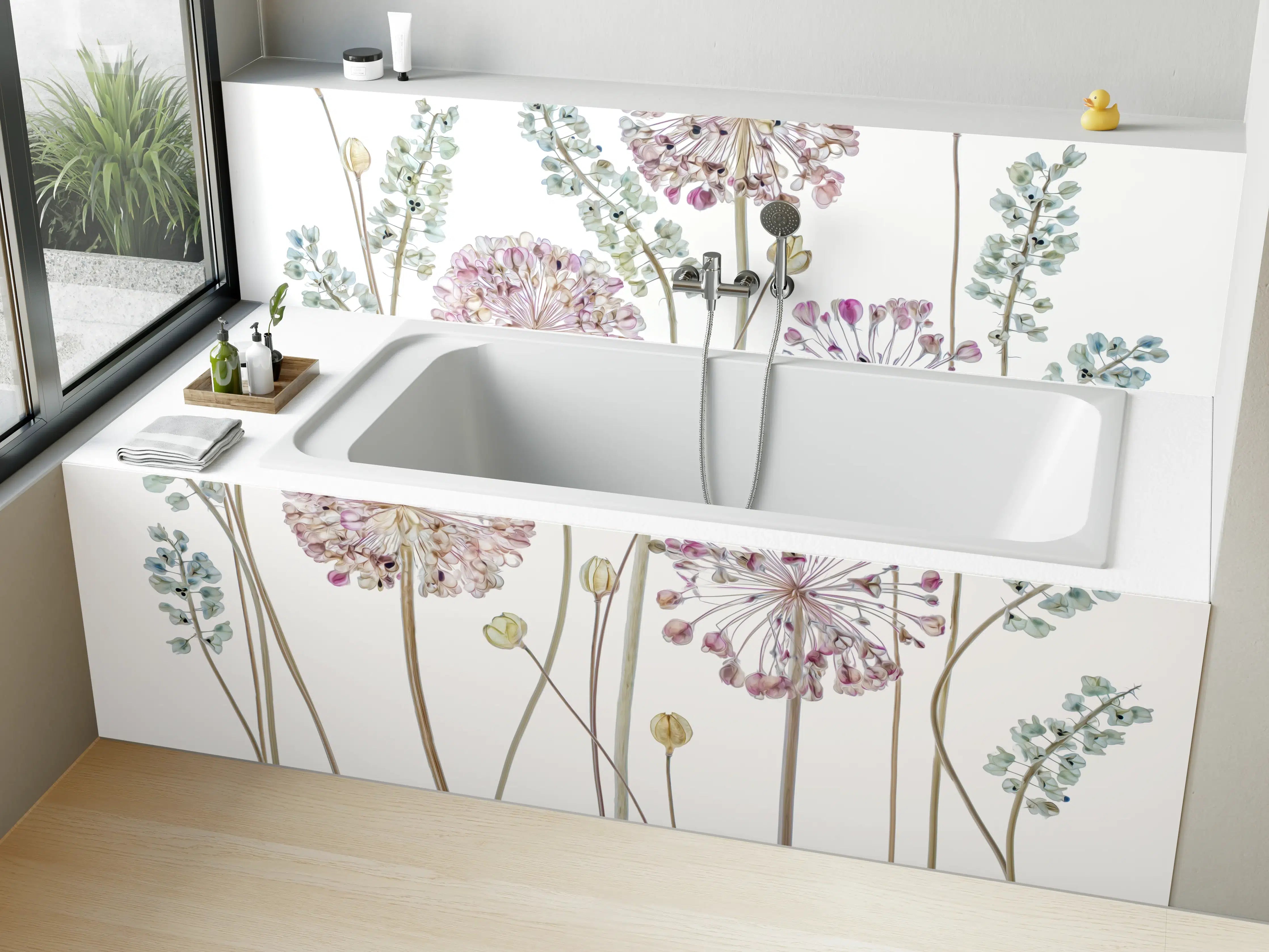 Badewannen-Rückwand - Allium Pflanzen - Floral