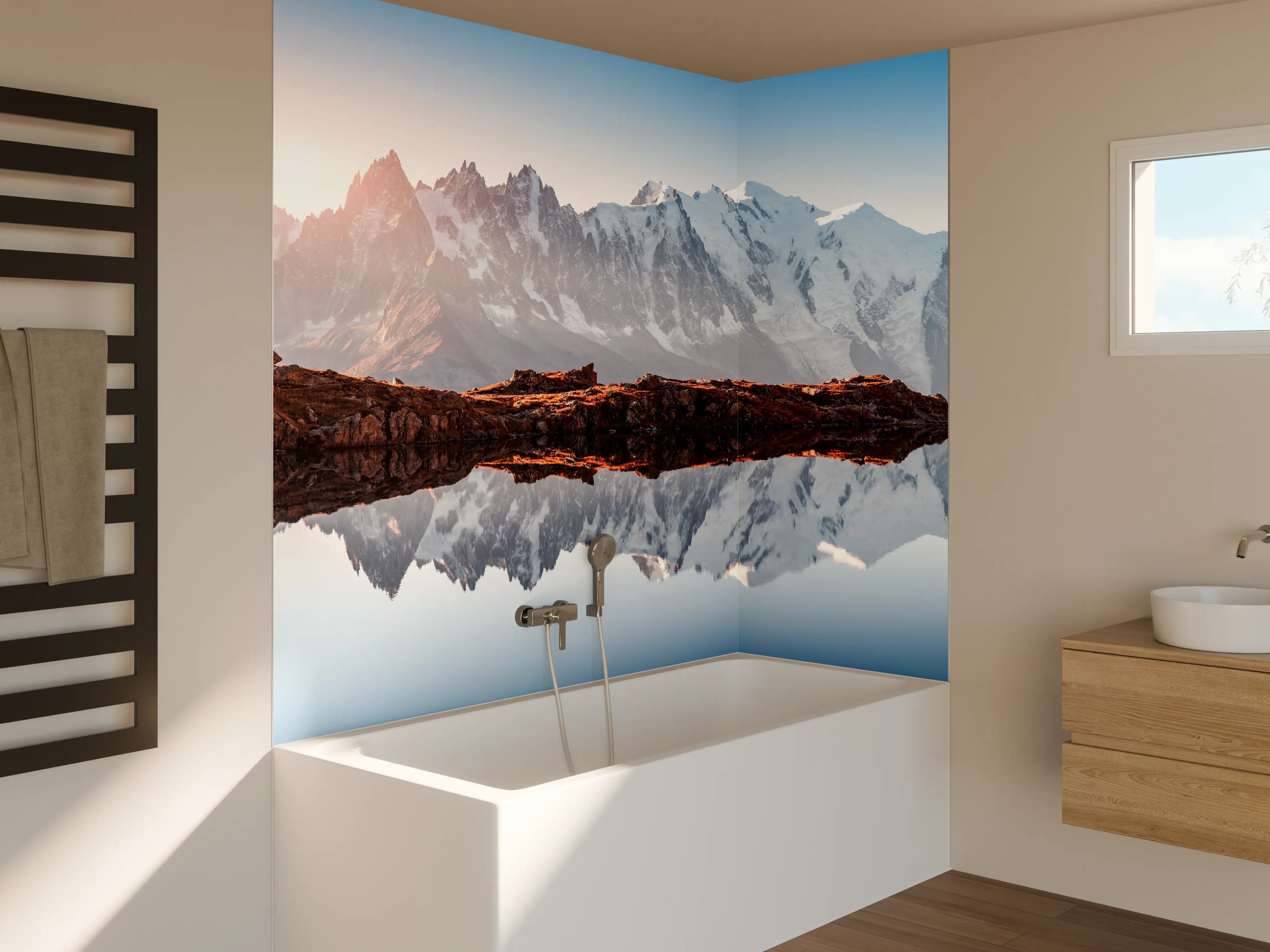 Badewannen-Rückwand - Alpen Panorama am Lac Blanc