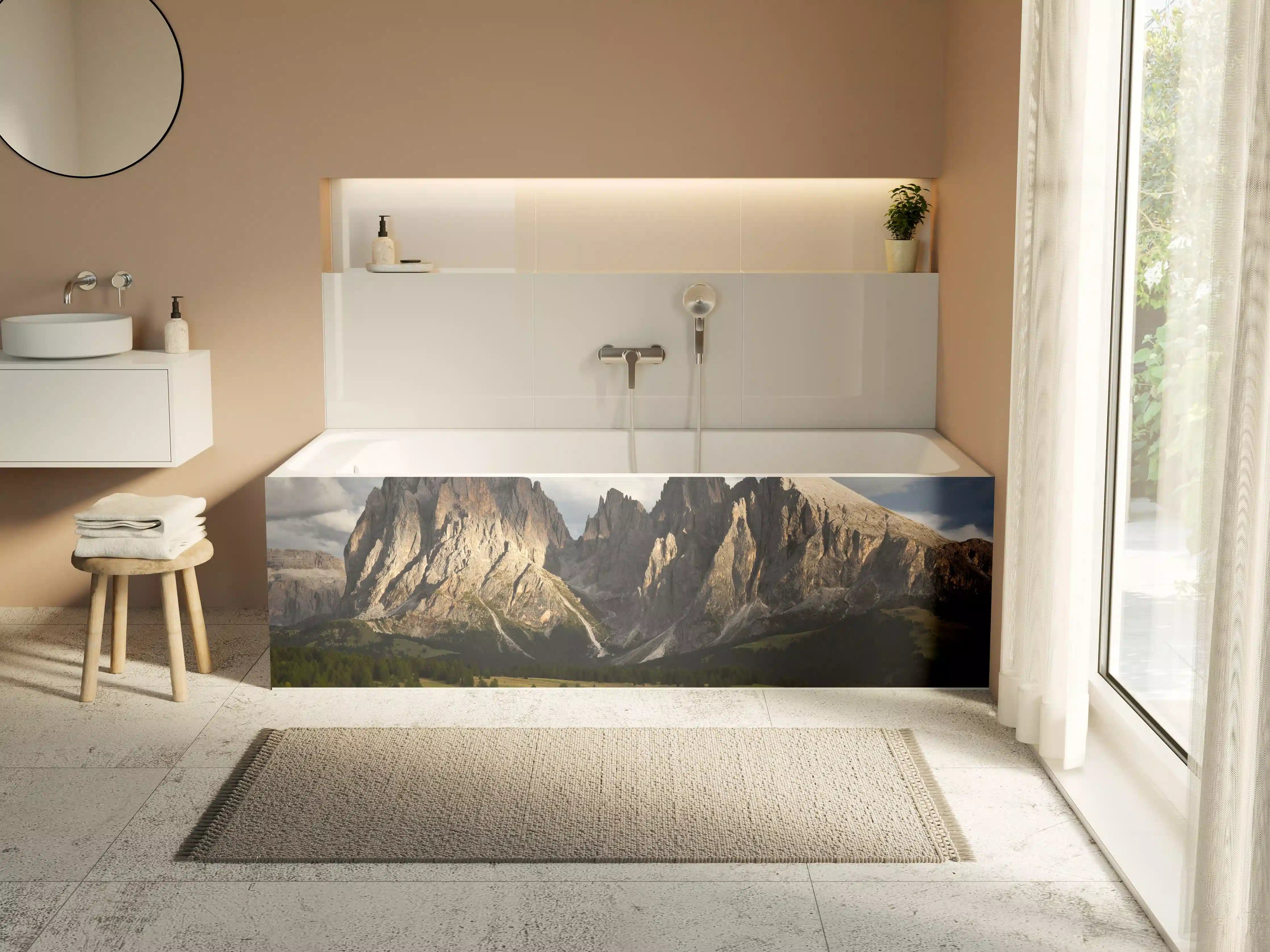 Badewannen-Rückwand - Alpenpanorama Dolomiten Wiese
