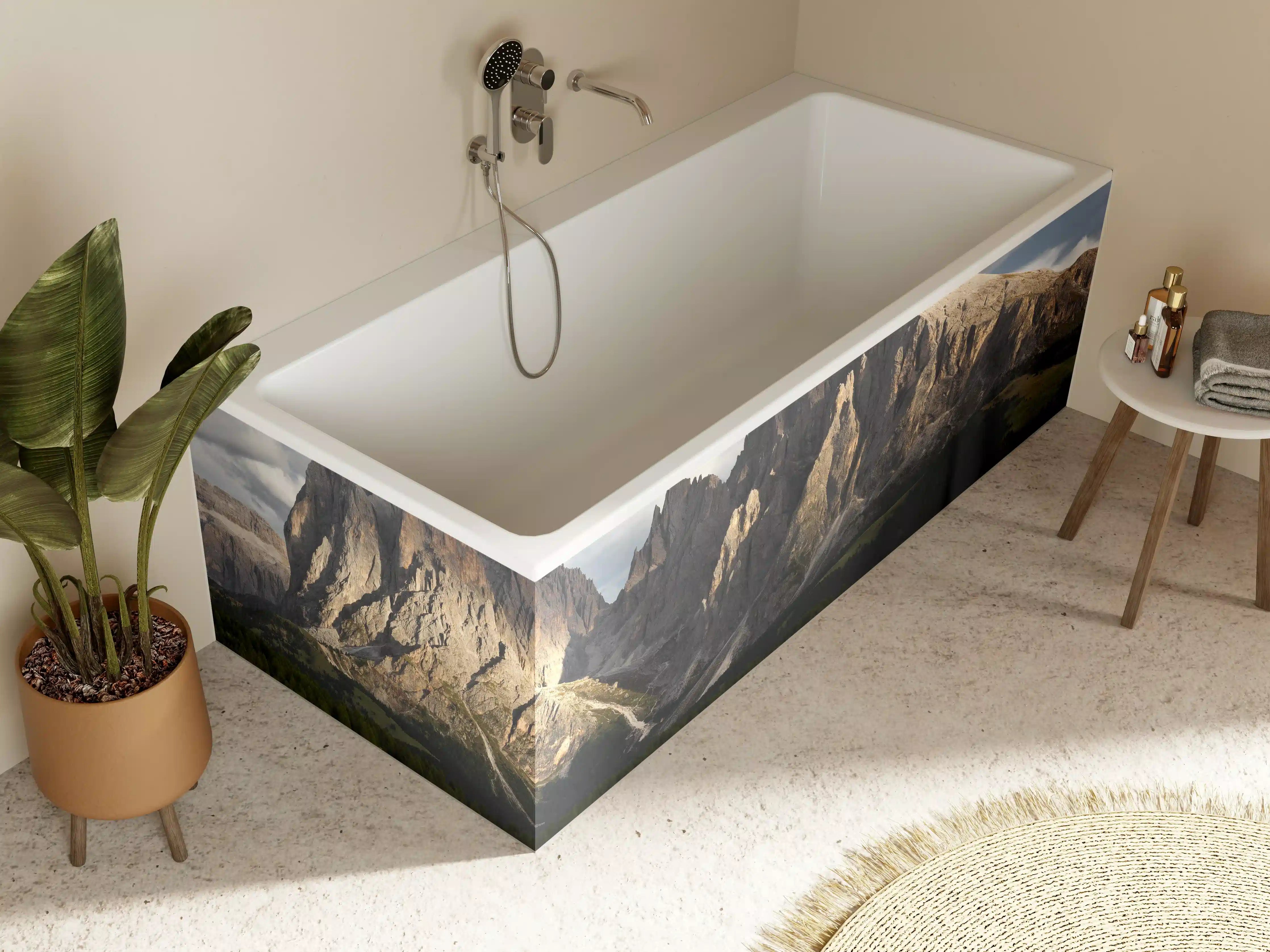 Badewannen-Rückwand - Alpenpanorama Dolomiten Wiese