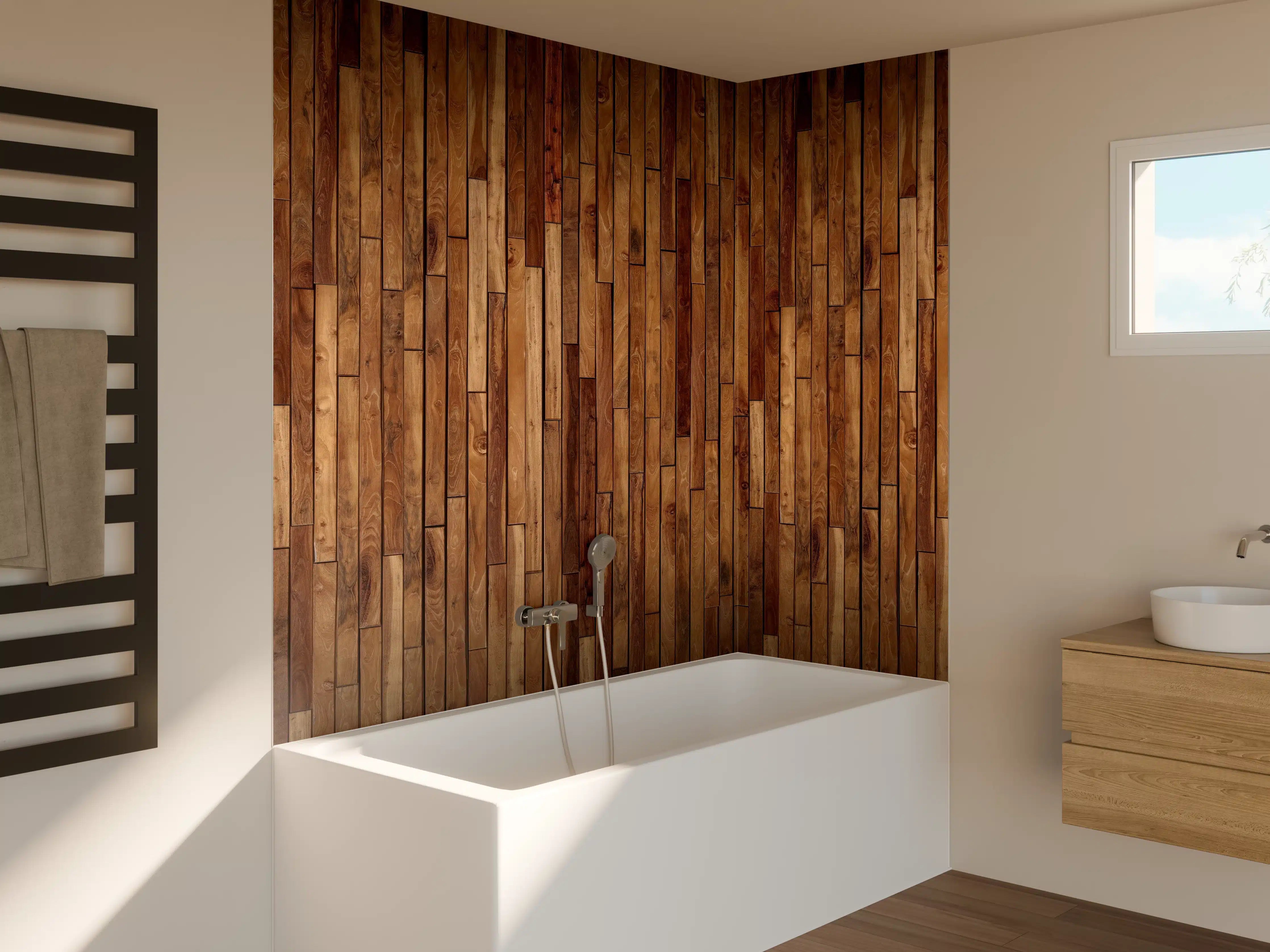 Badewannen-Rückwand - Alte Kiefernholz Planken