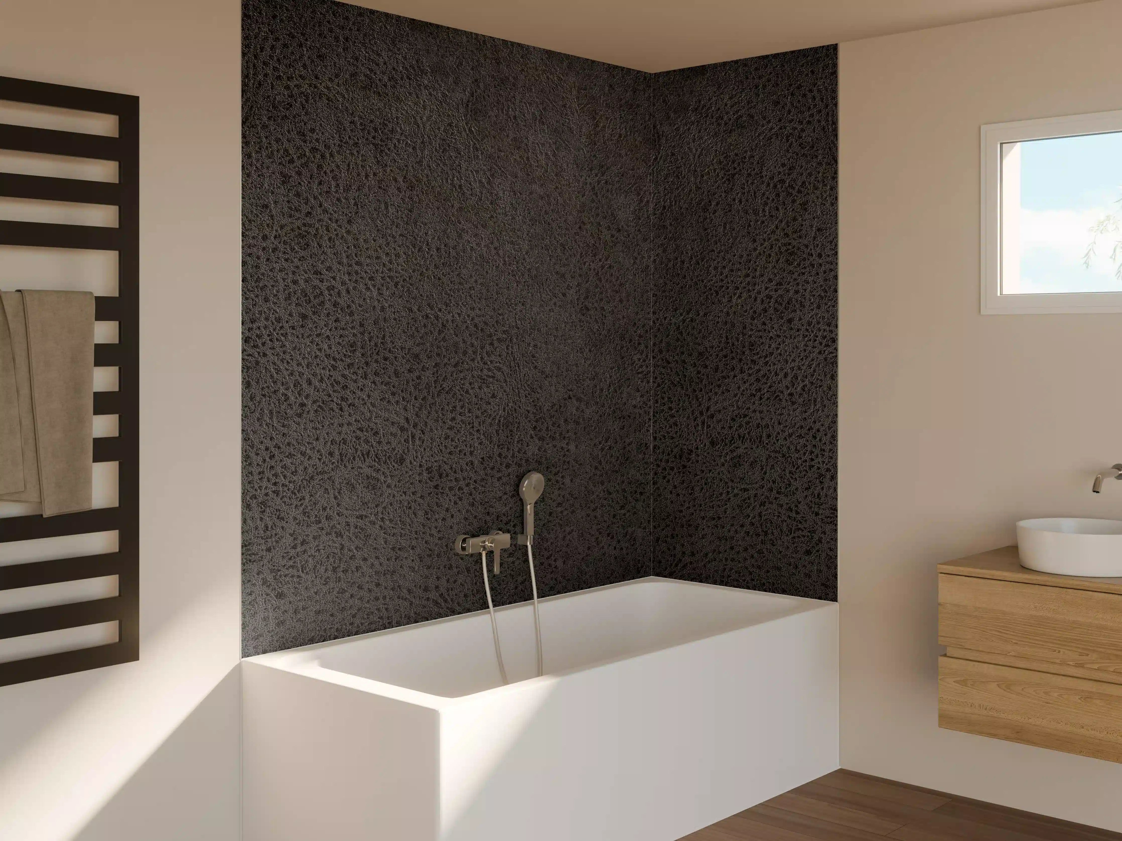 Badewannen-Rückwand - Alte schwarze Leder Textur
