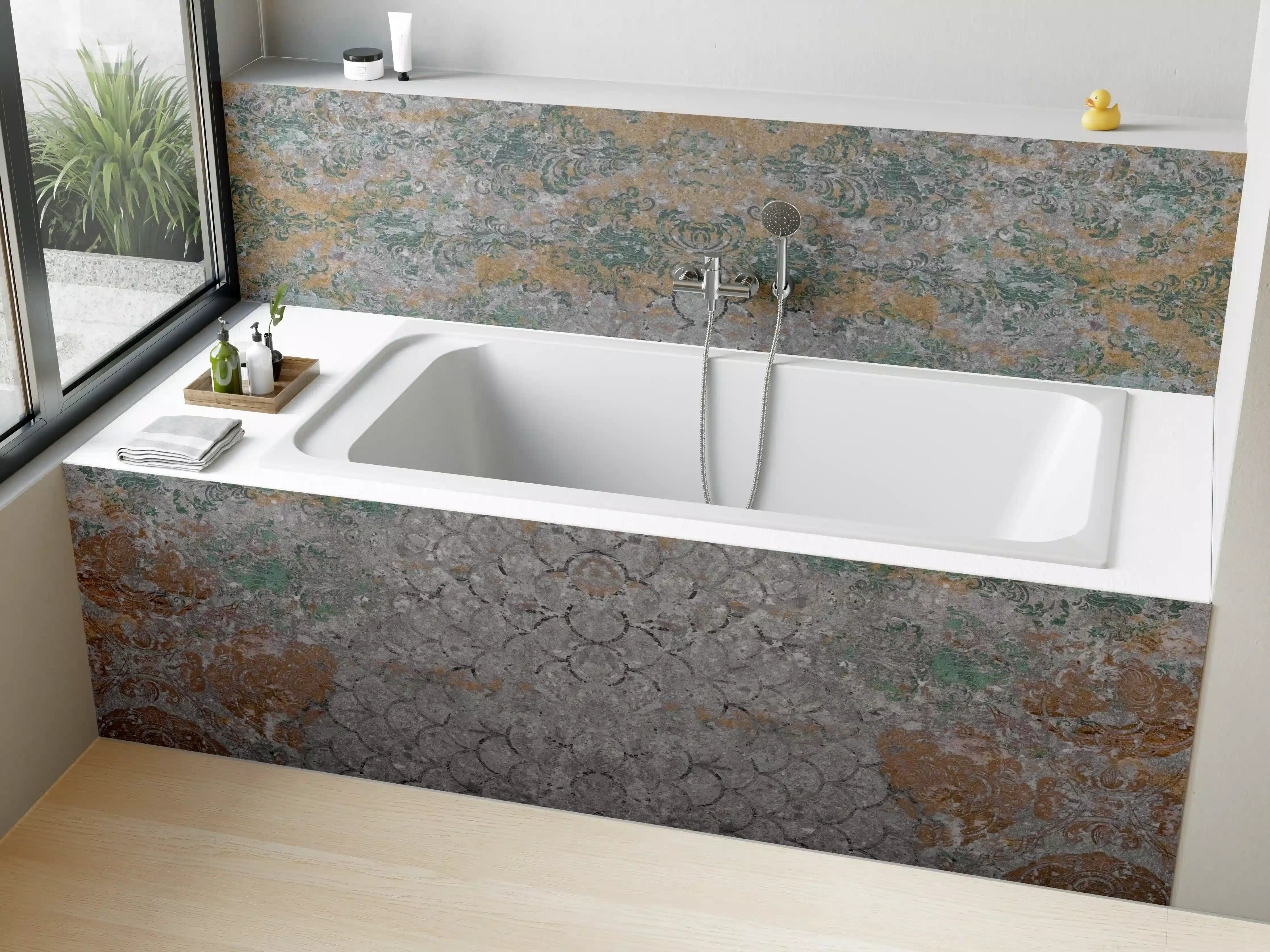 Badewannen-Rückwand - Alte shabby Patchwork Motiv