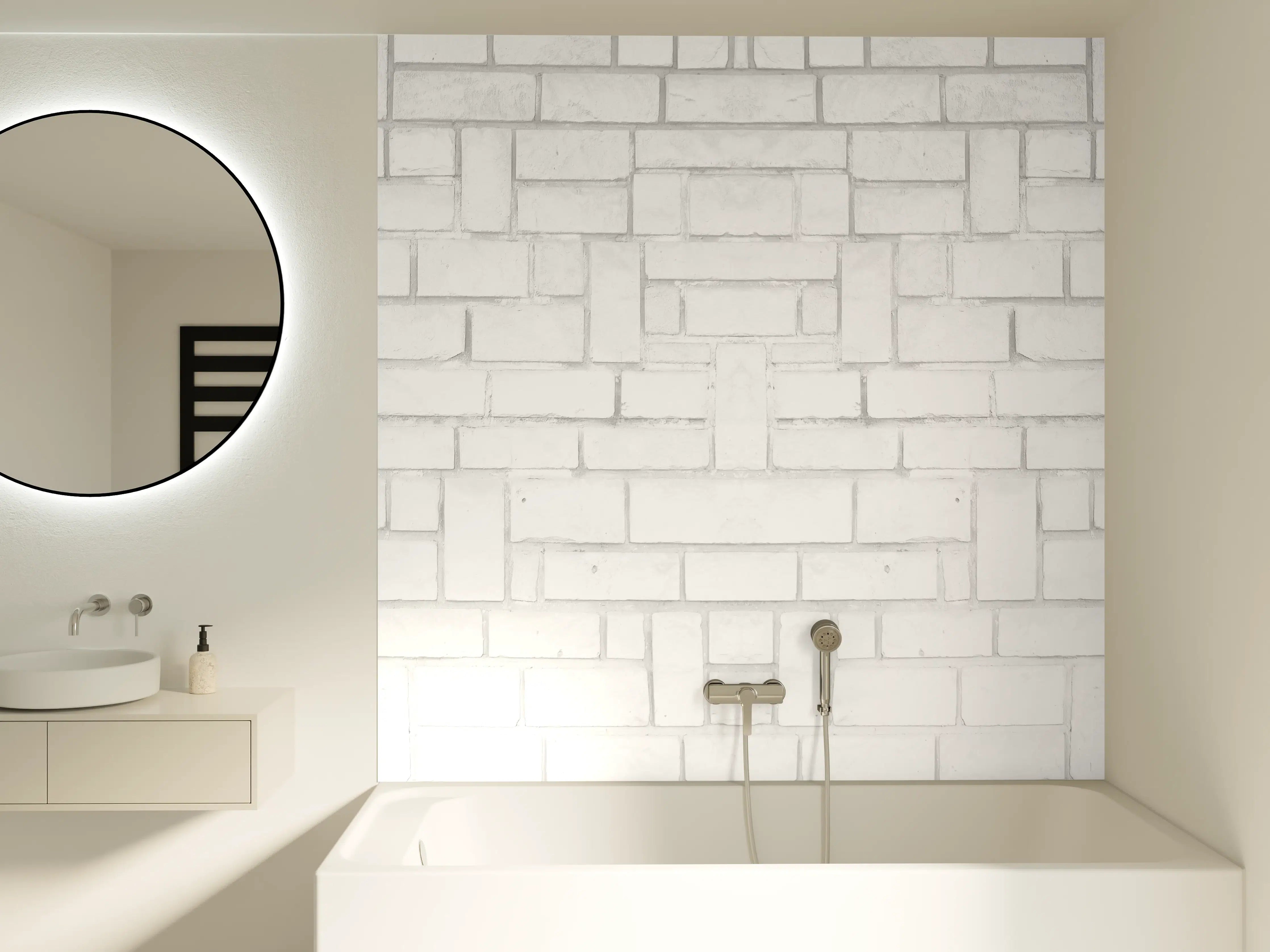 Badewannen-Rückwand - Alte weiße Backsteinmauer Muster