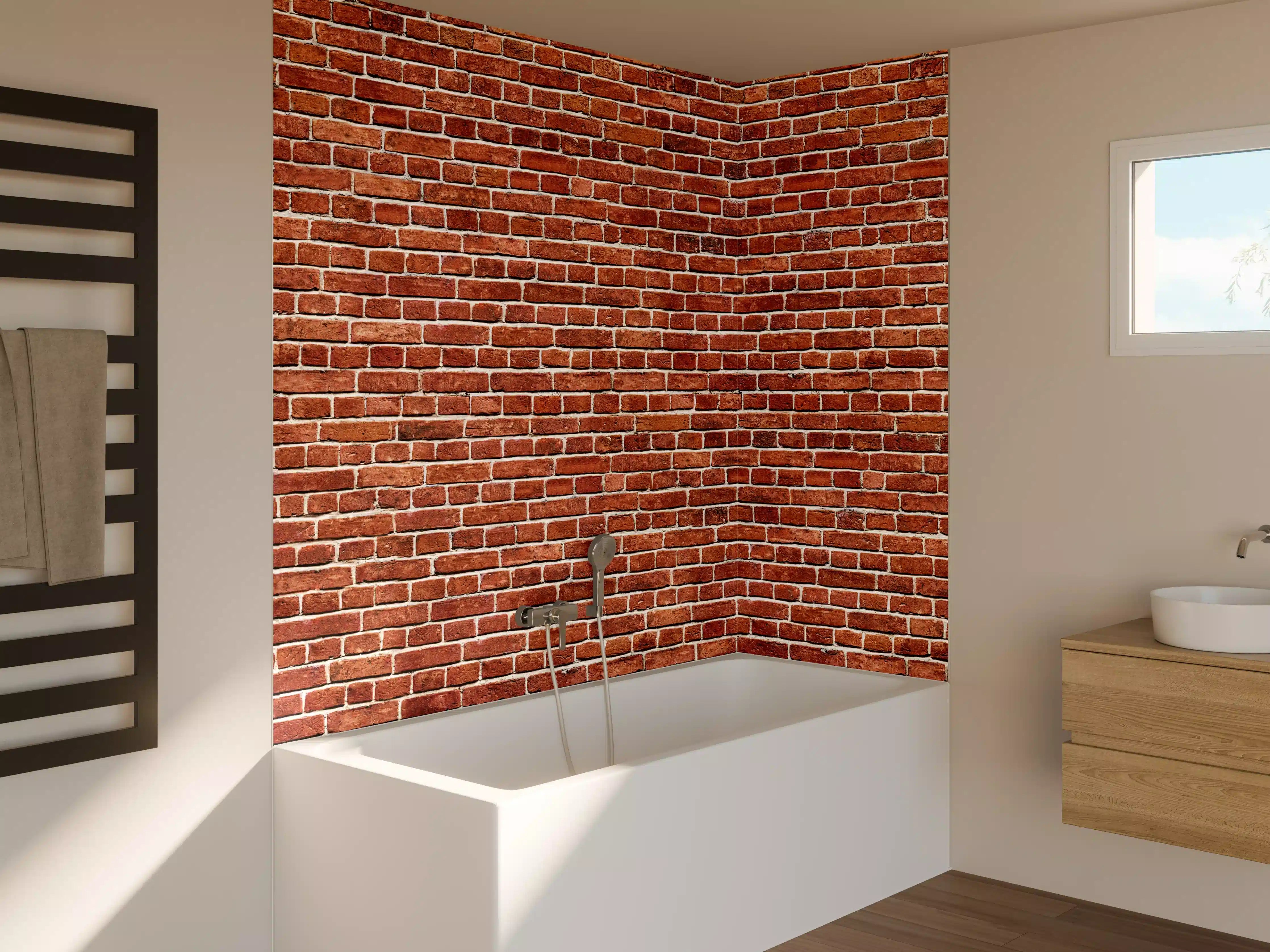 Badewannen-Rückwand - Alter rote Backsteinmauer
