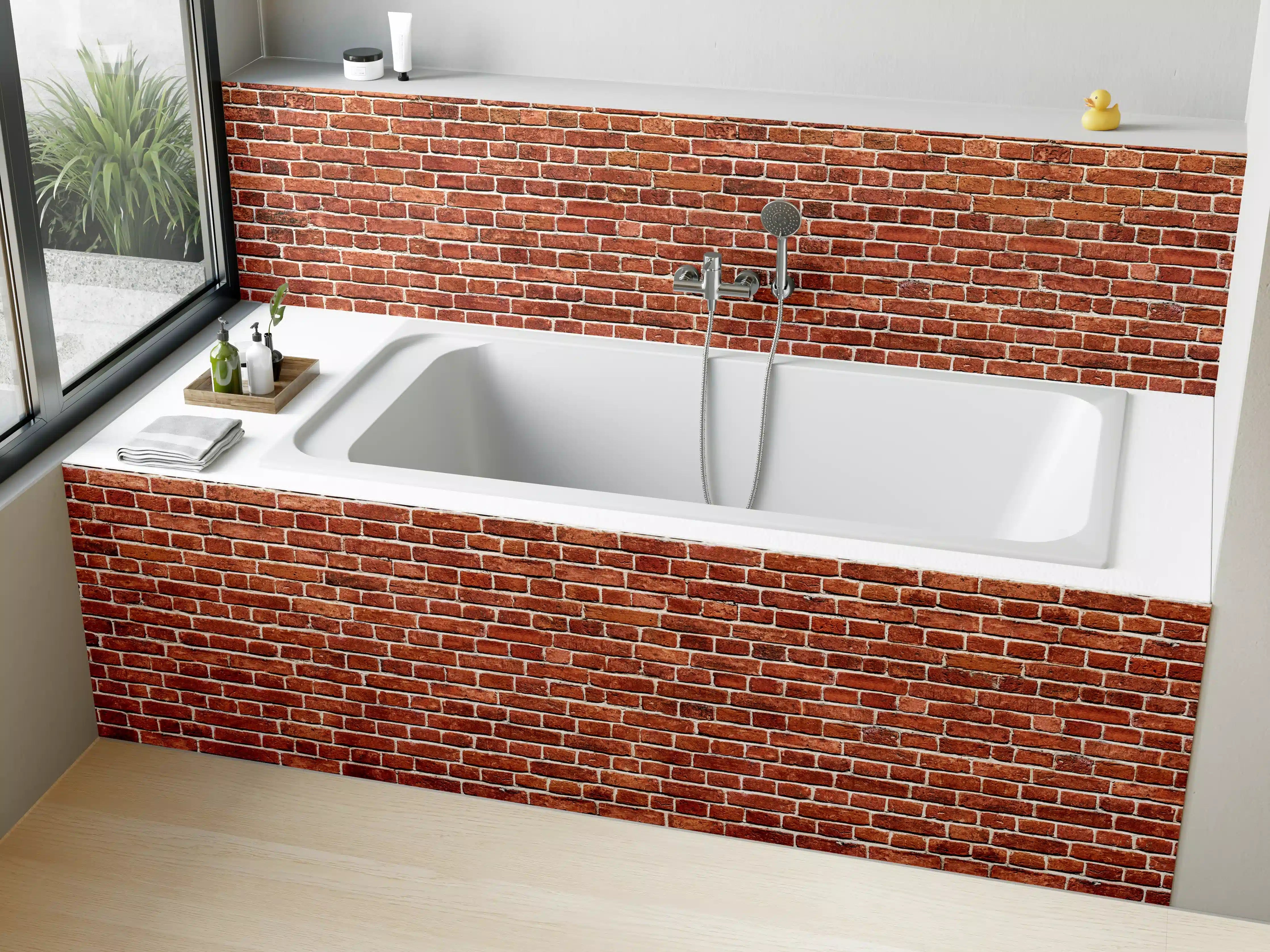 Badewannen-Rückwand - Alter rote Backsteinmauer