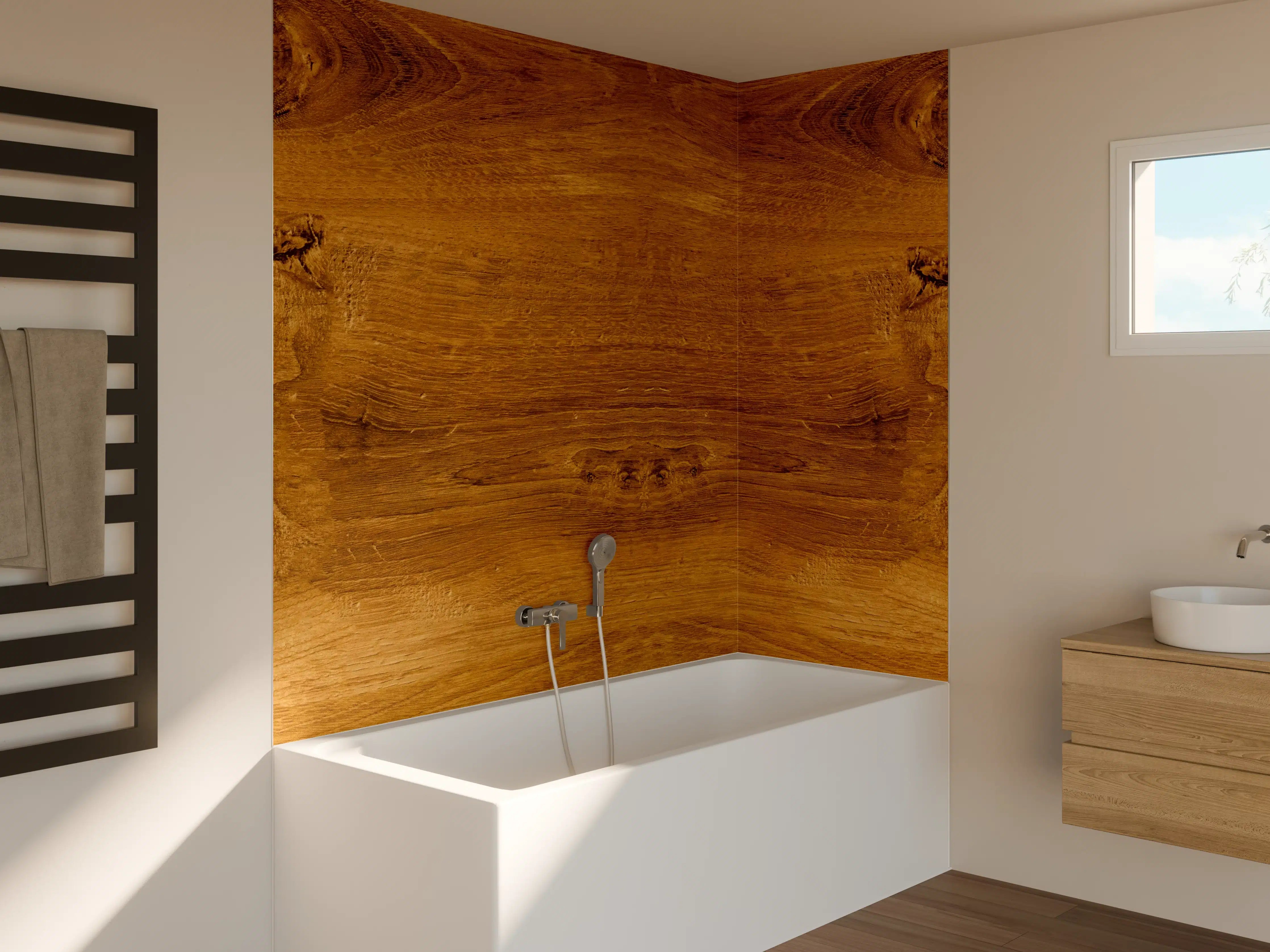 Badewannen-Rückwand - Altes rustikales Holz Textur