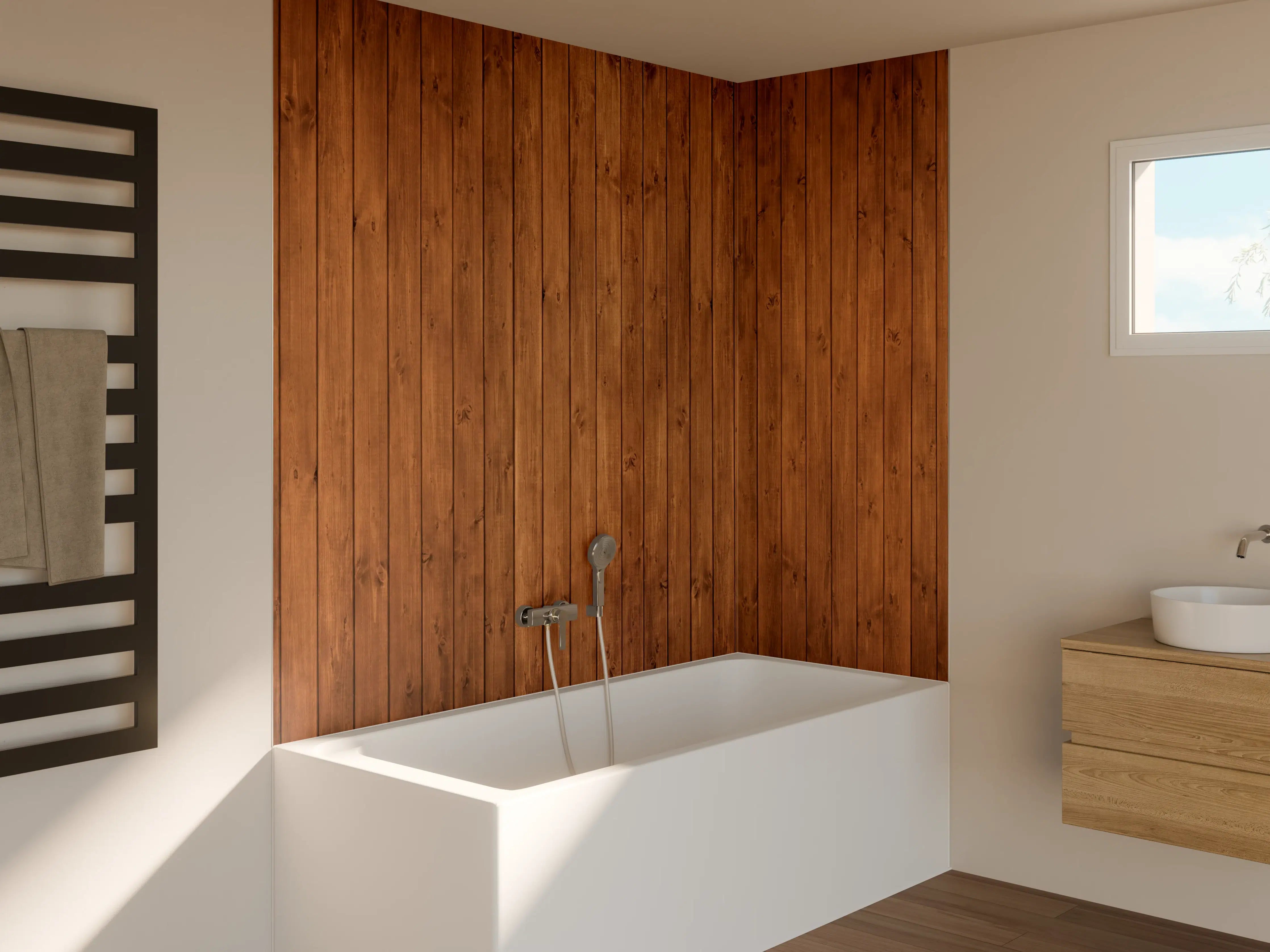 Badewannen-Rückwand - Altholz Textur Braun Hintergrund