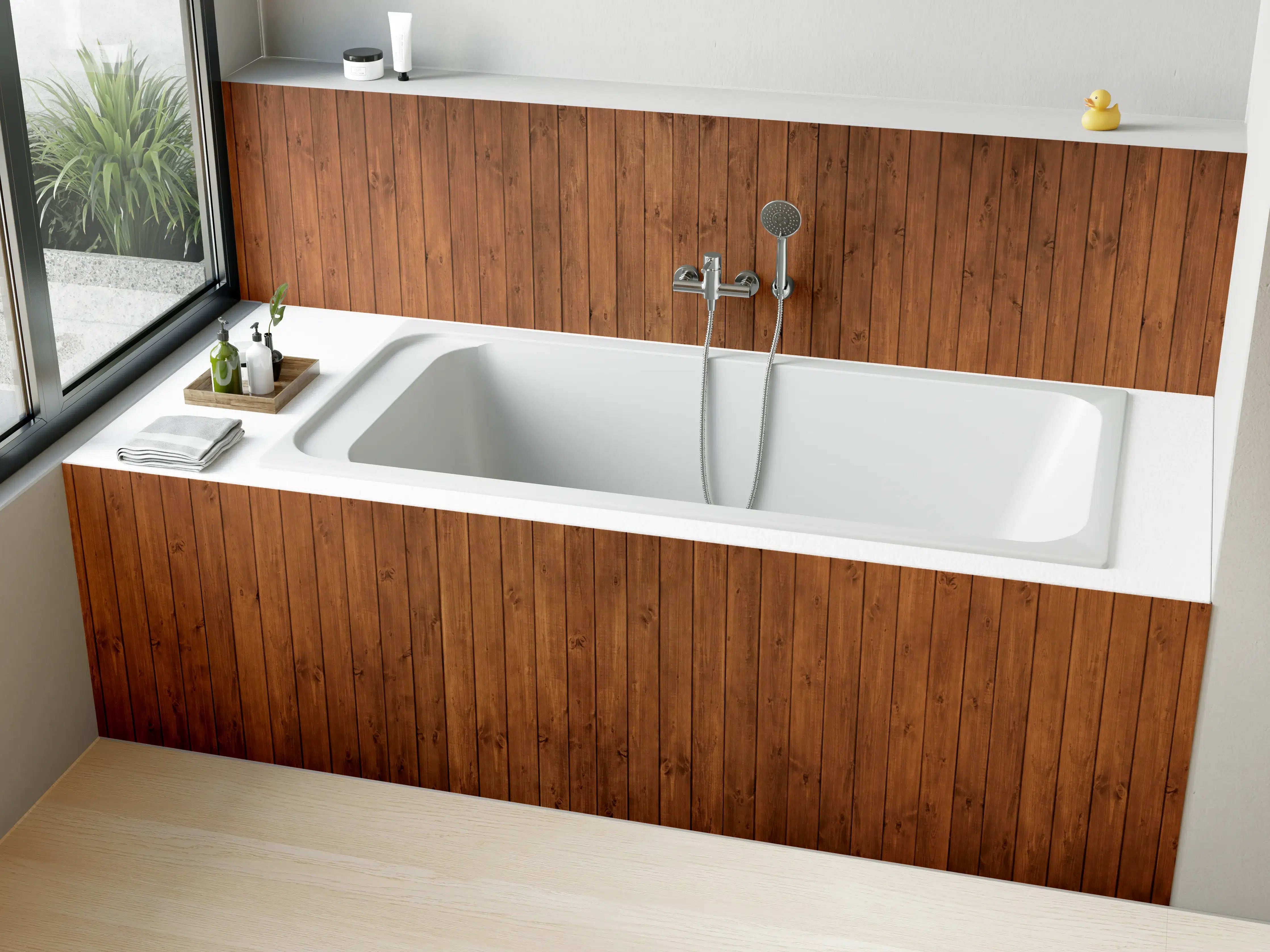 Badewannen-Rückwand - Altholz Textur Braun Hintergrund