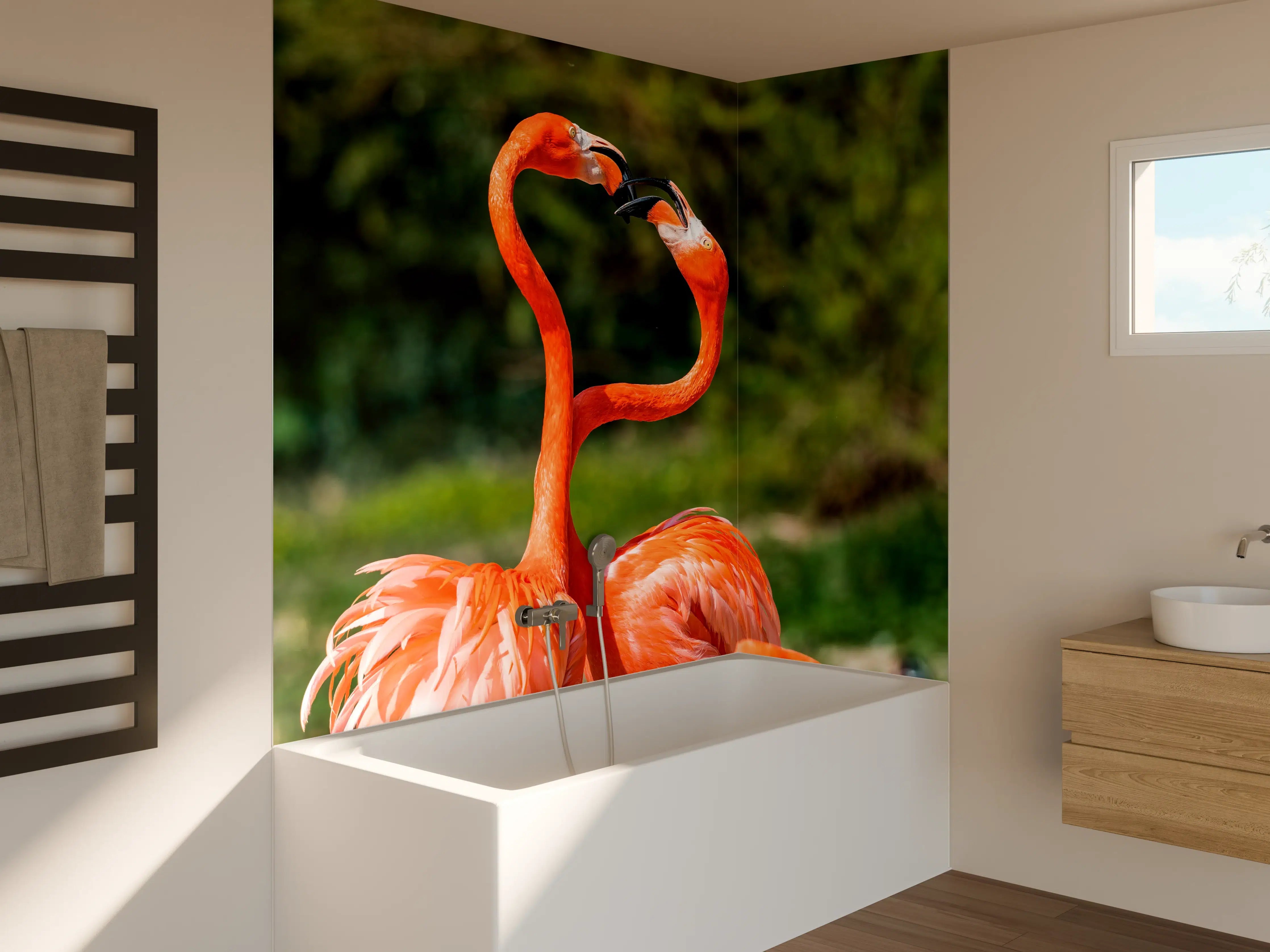 Badewannen-Rückwand - Amerikanisches Flamingo-Paar