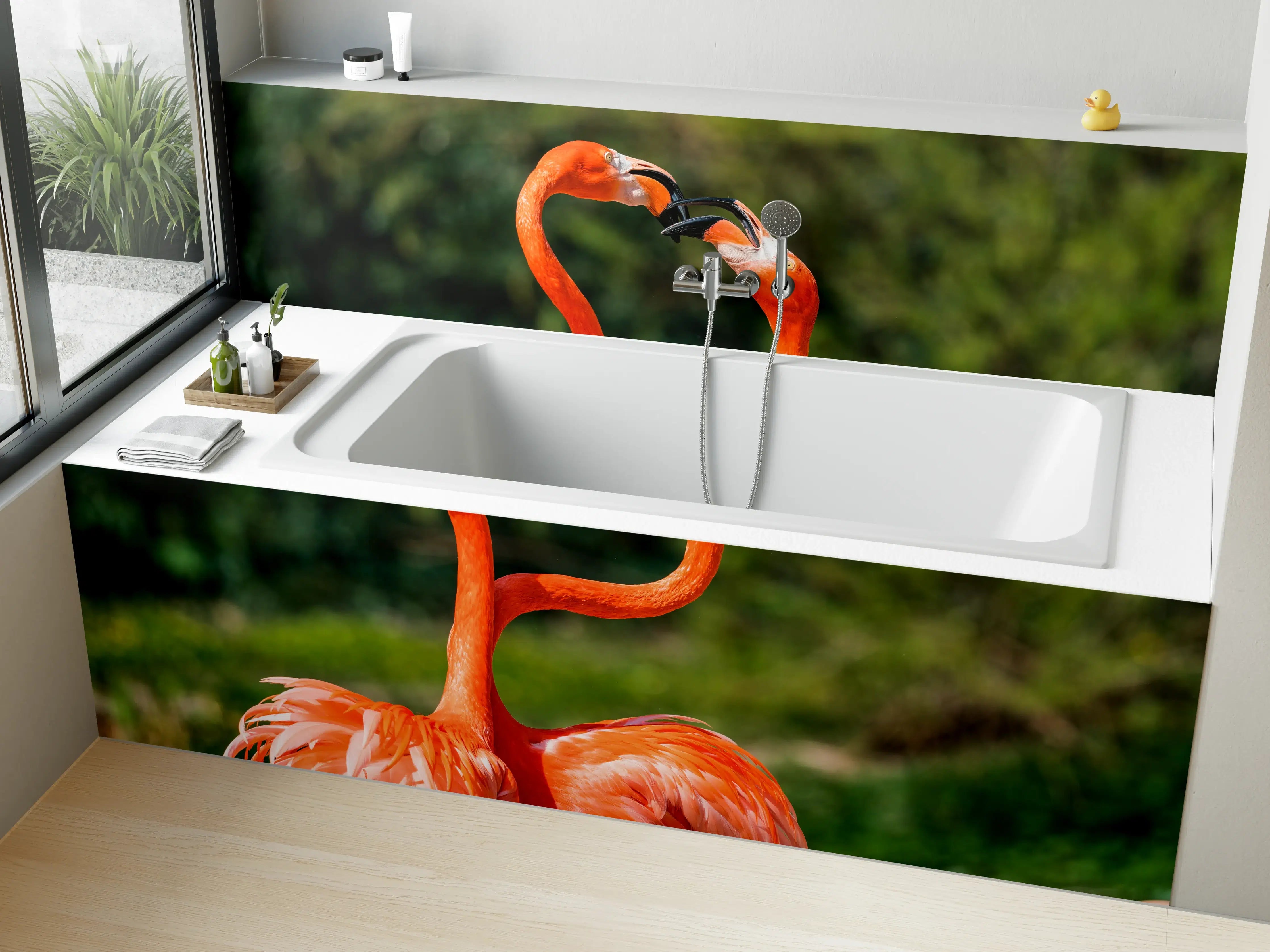 Badewannen-Rückwand - Amerikanisches Flamingo-Paar