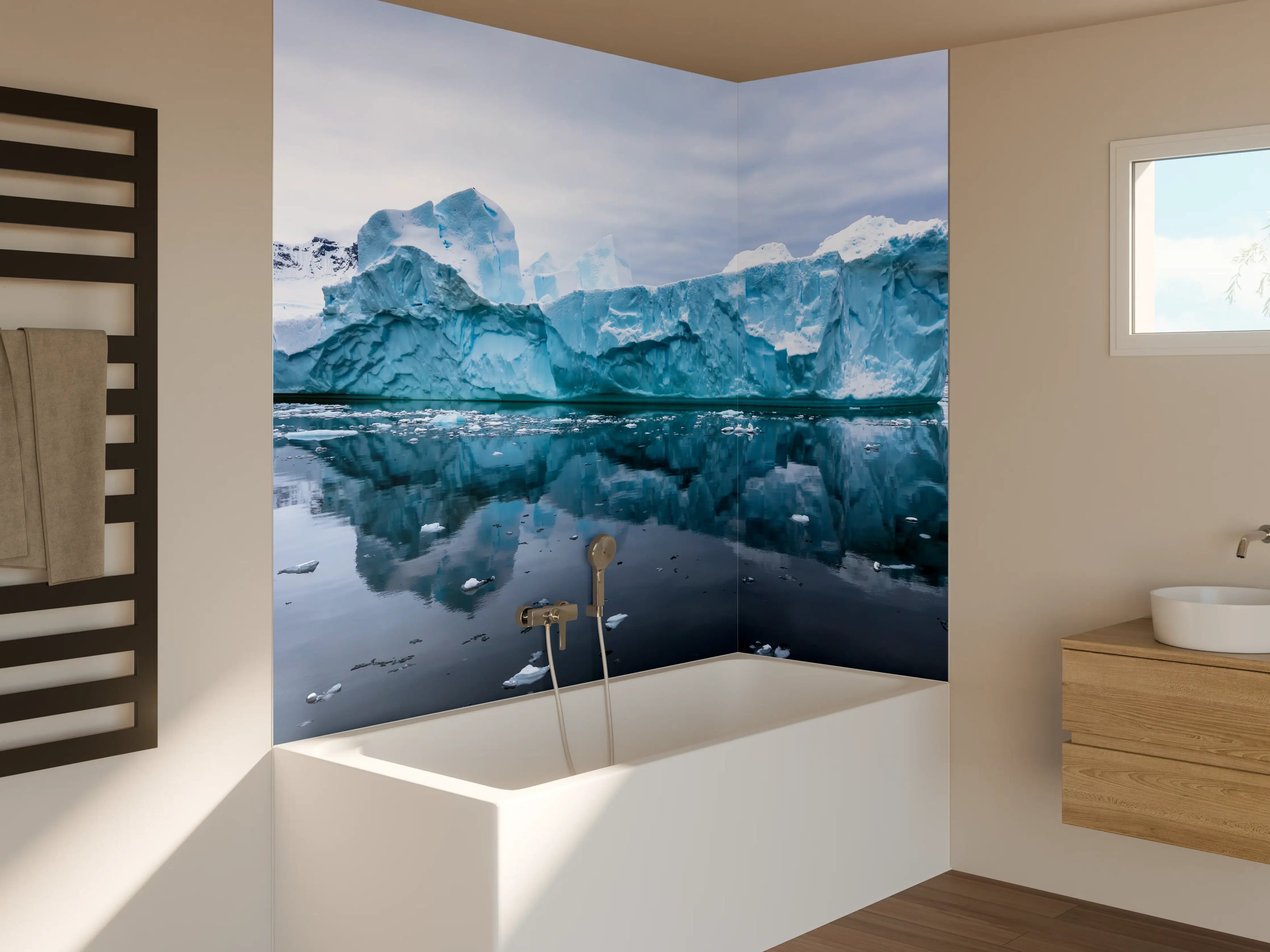 Badewannen-Rückwand - Antarktis Eisberg in Blautönen