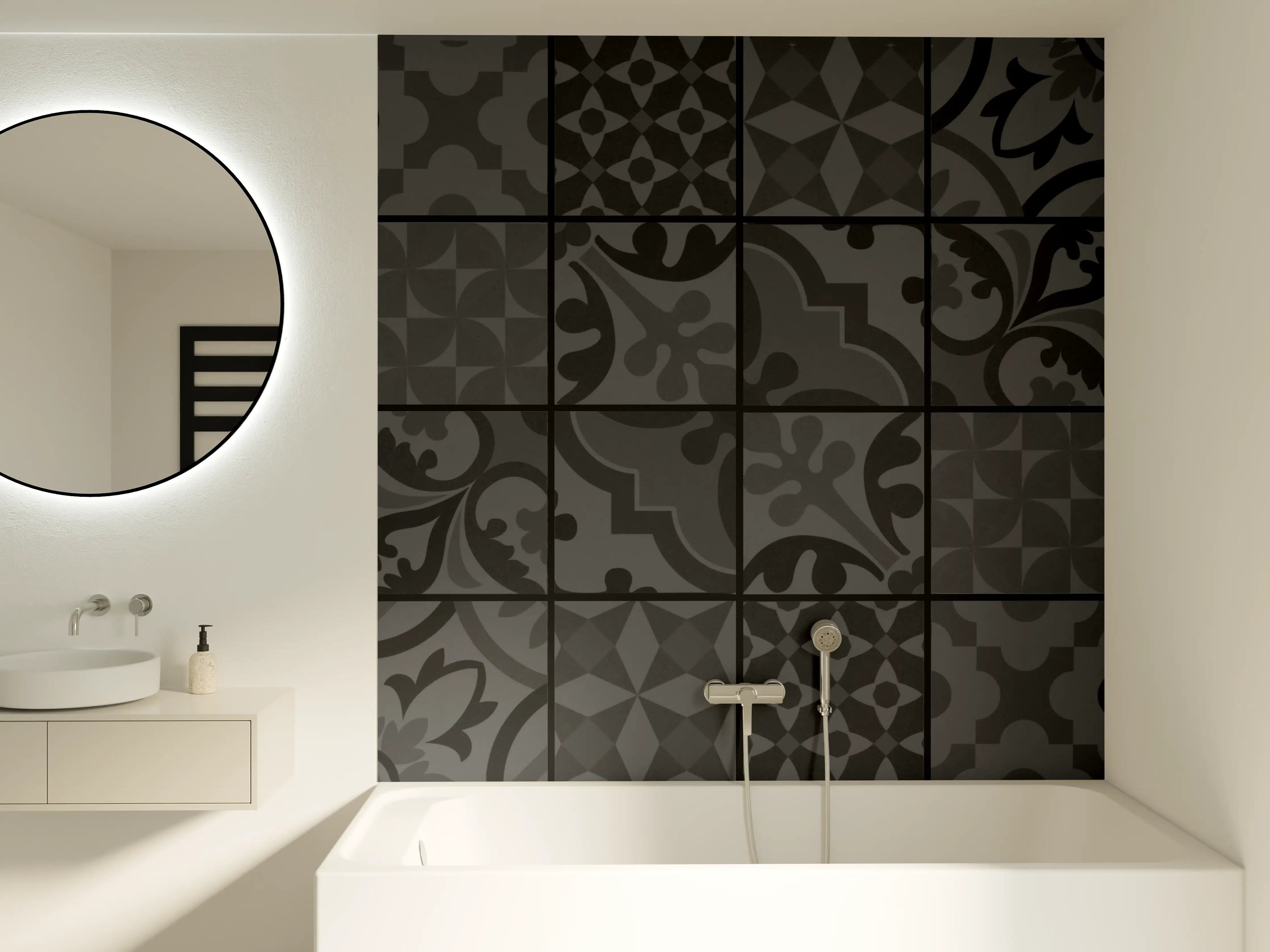 Badewannen-Rückwand - Anthrazit Mosaik Fliesentextur