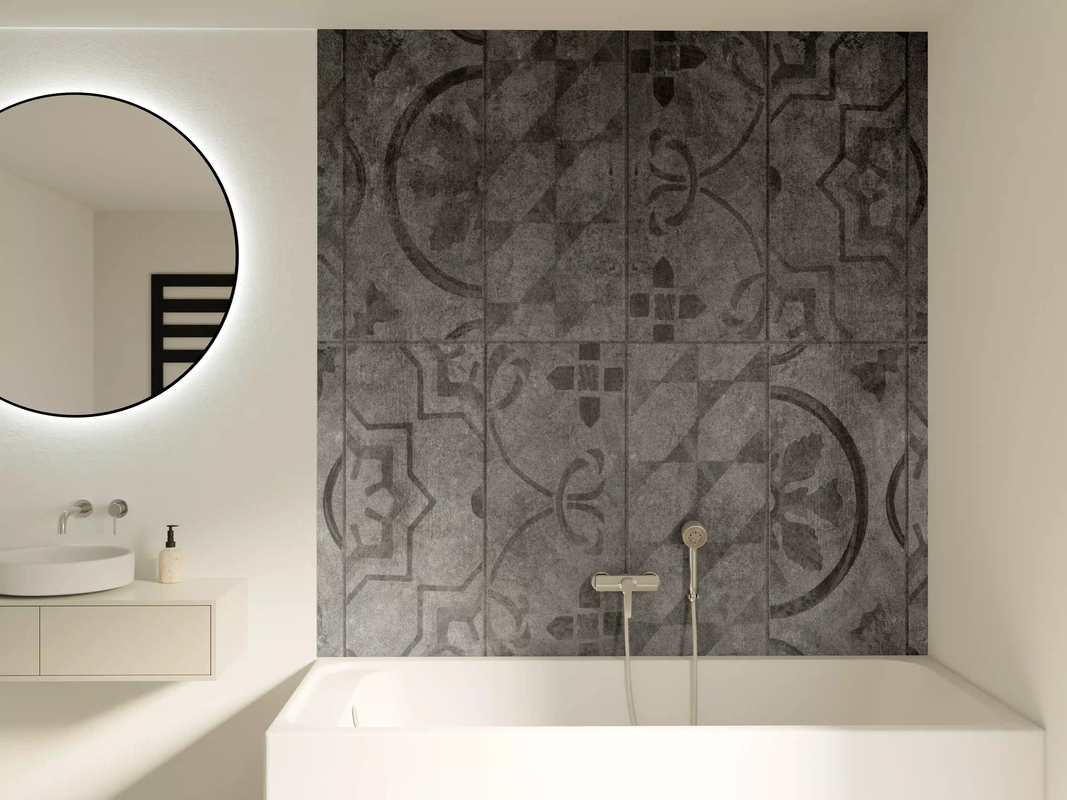 Badewannen-Rückwand - Antik Graue Fliesen Struktur