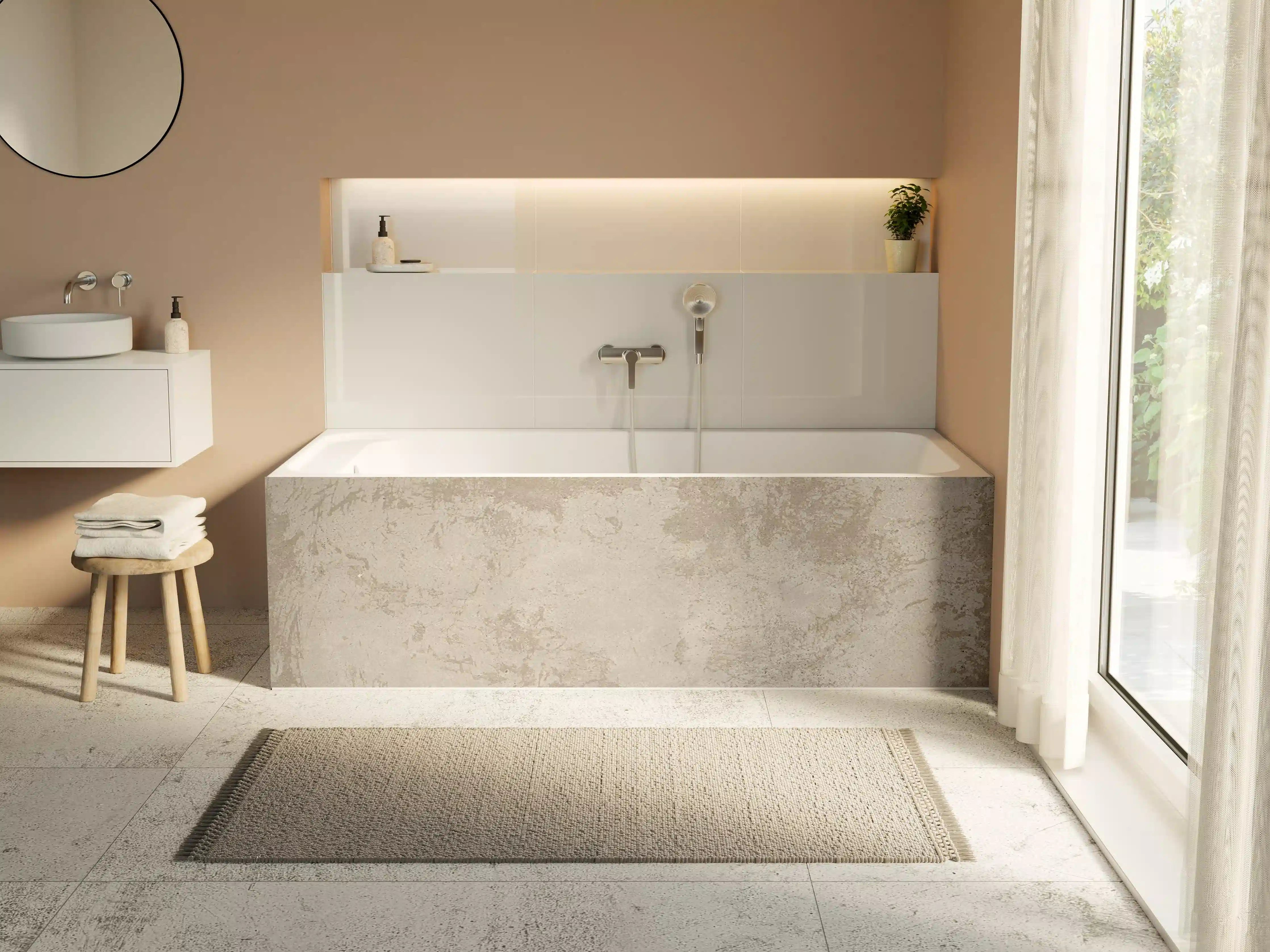 Badewannen-Rückwand - Antik beige Betonwand