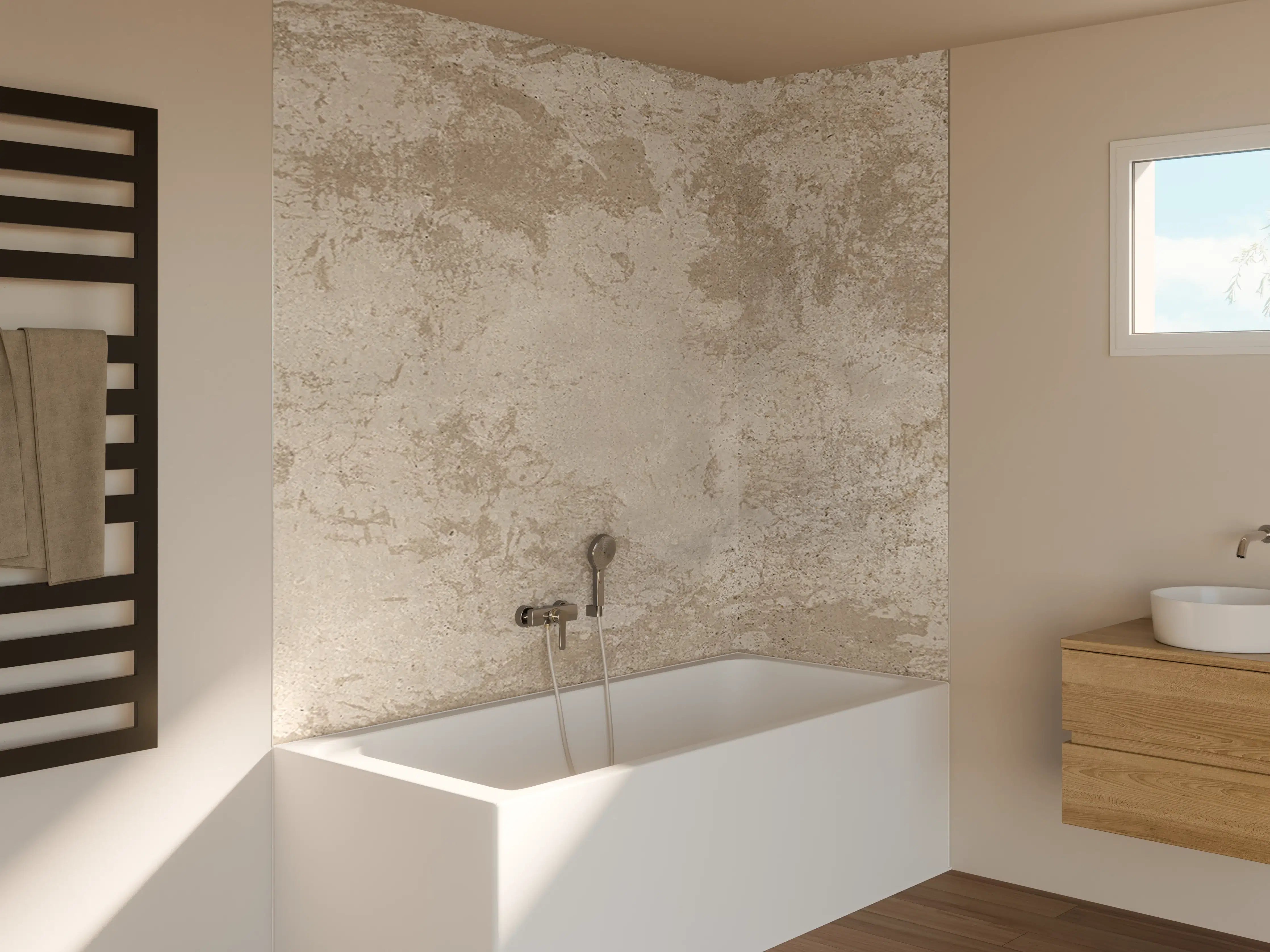 Badewannen-Rückwand - Antik beige Betonwand