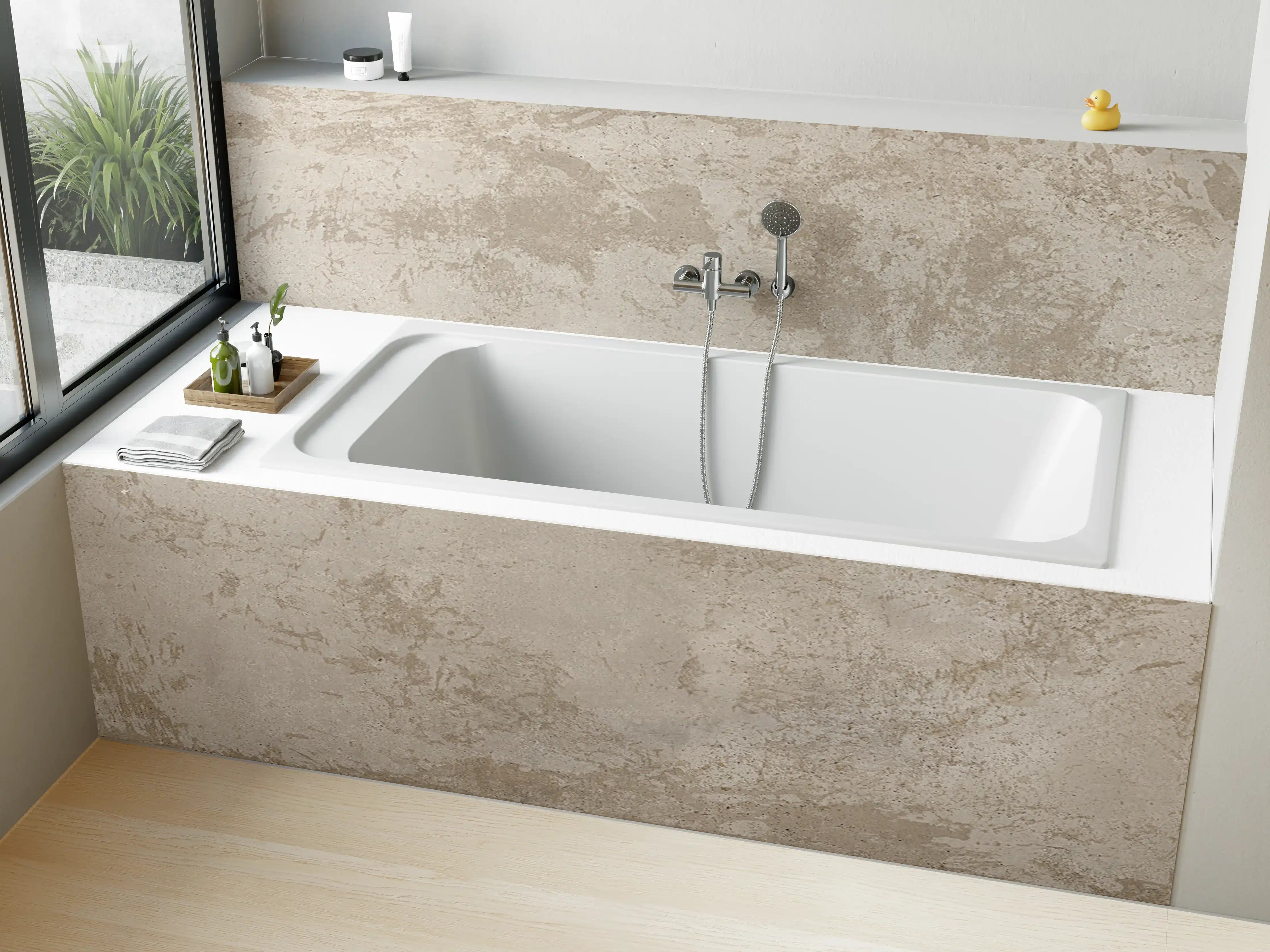 Badewannen-Rückwand - Antik beige Betonwand