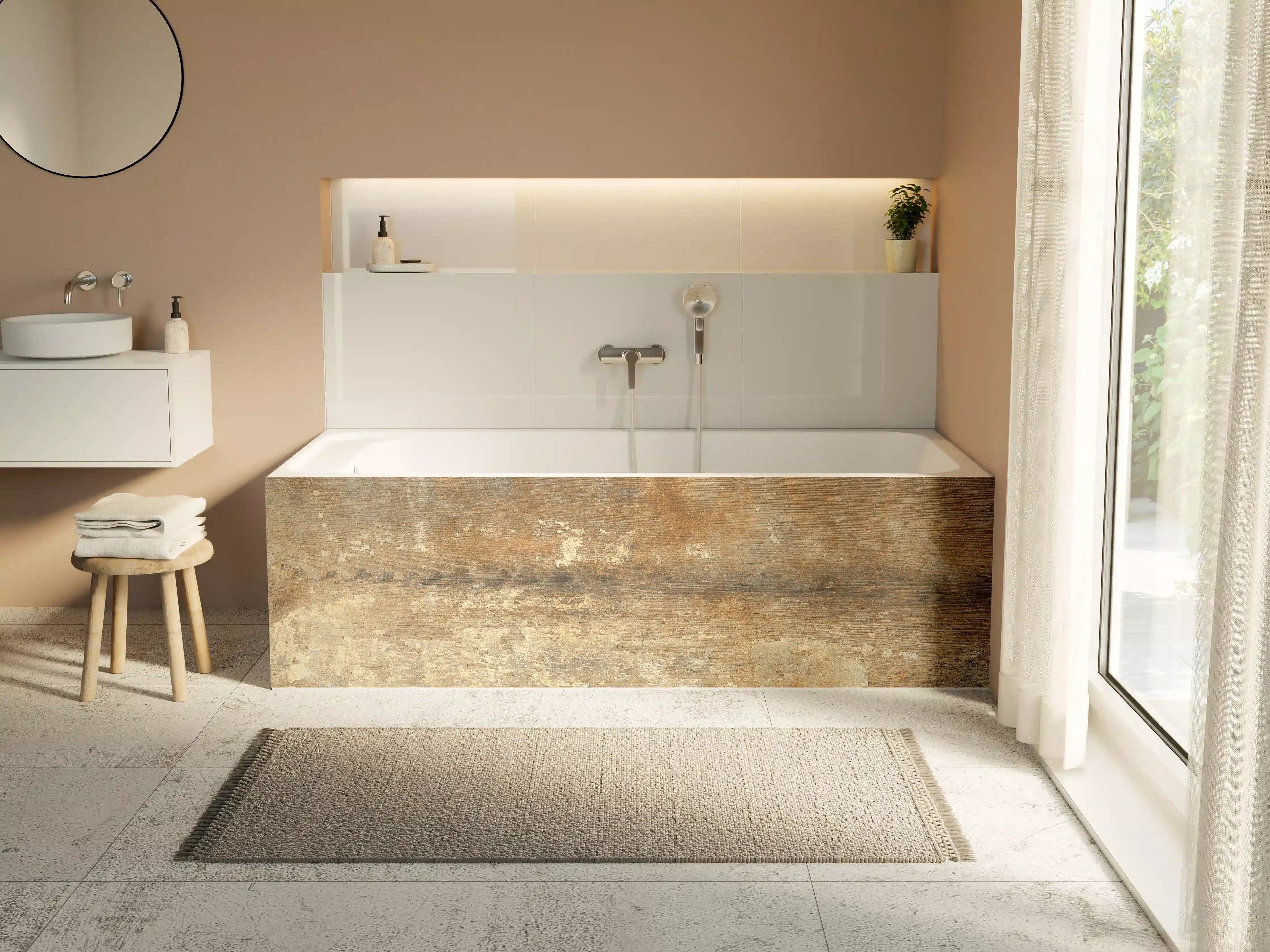 Badewannen-Rückwand - Antike Eichenholz-Textur