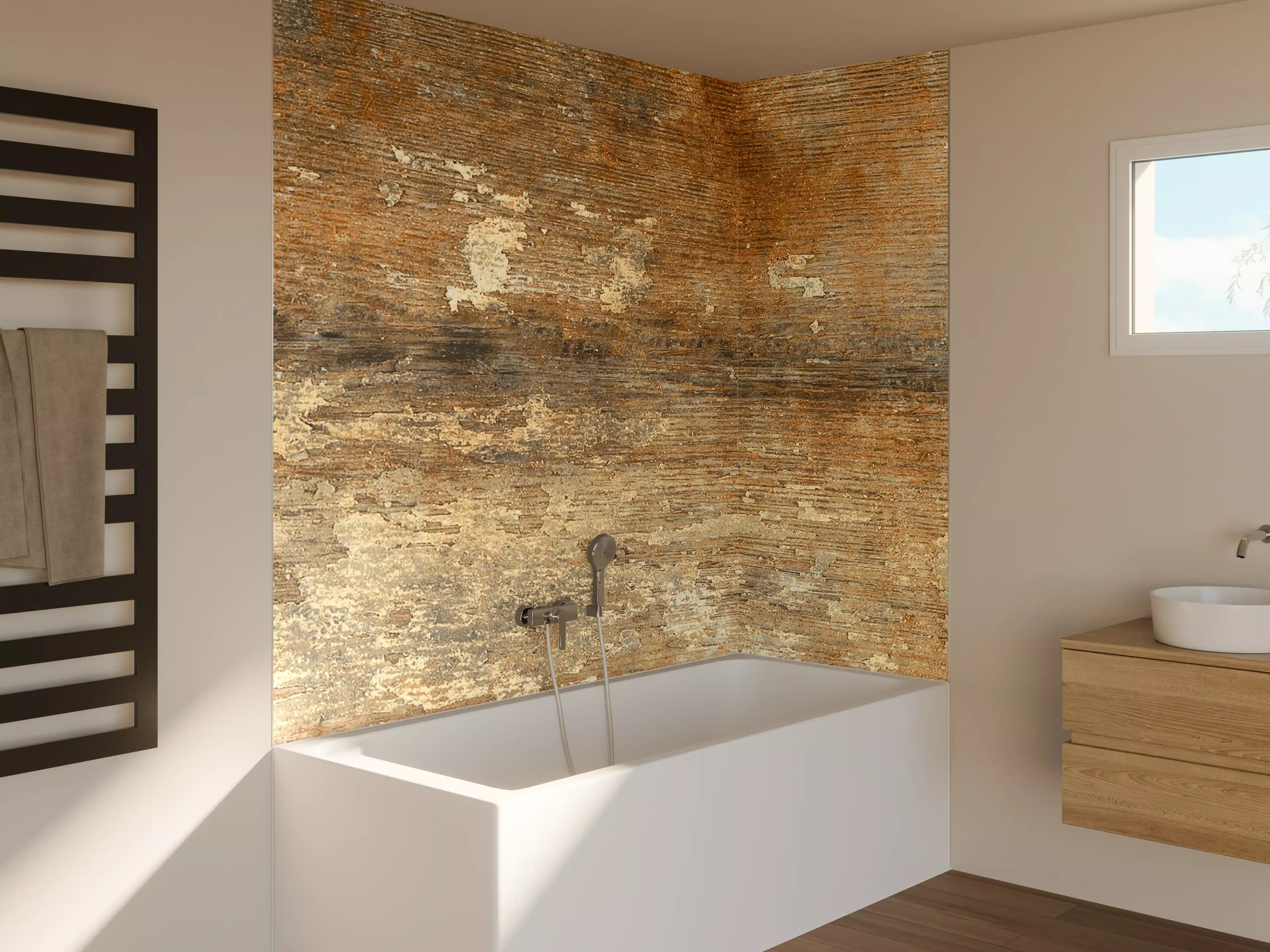 Badewannen-Rückwand - Antike Eichenholz-Textur