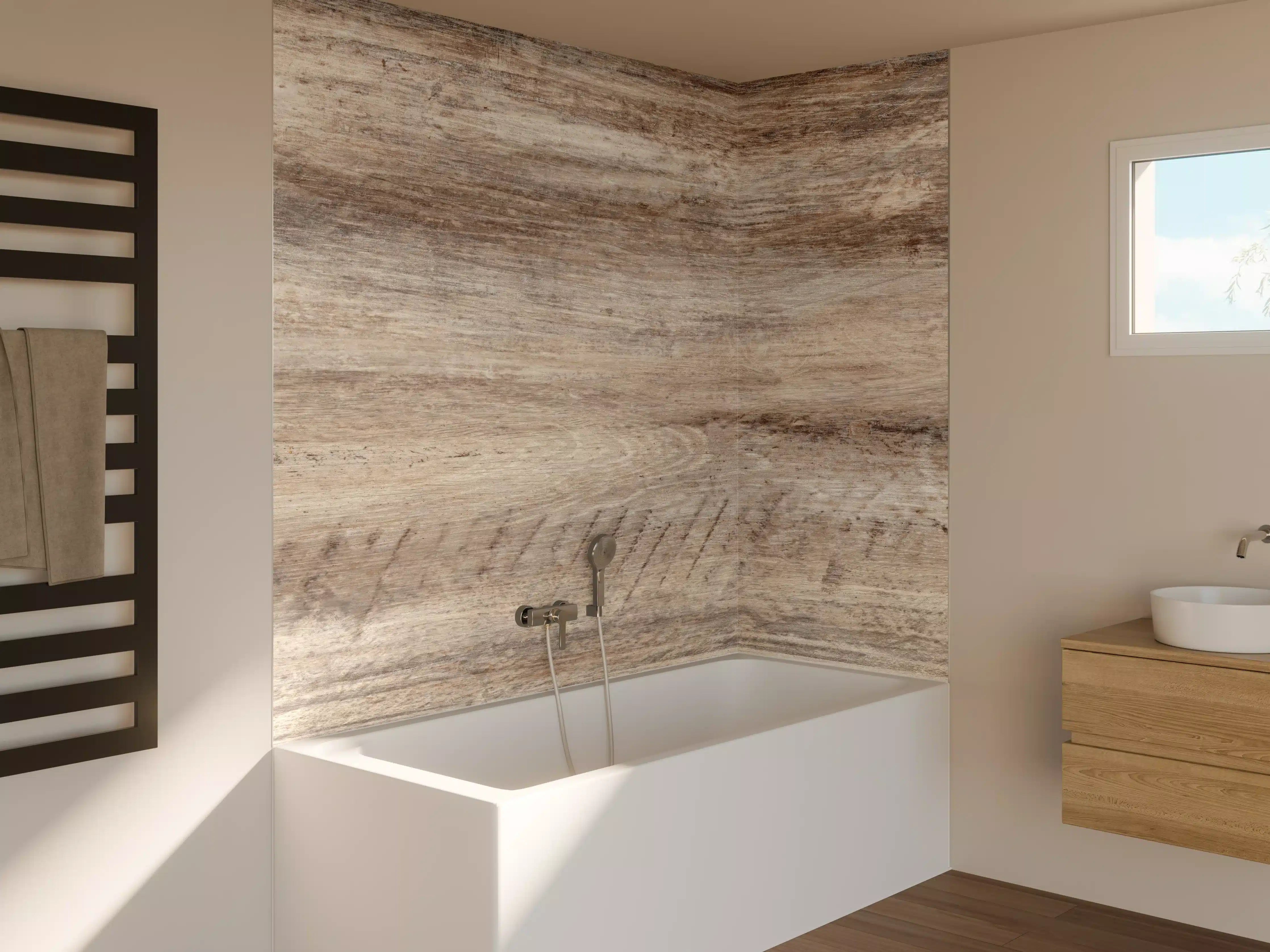 Badewannen-Rückwand - Antike Holztextur