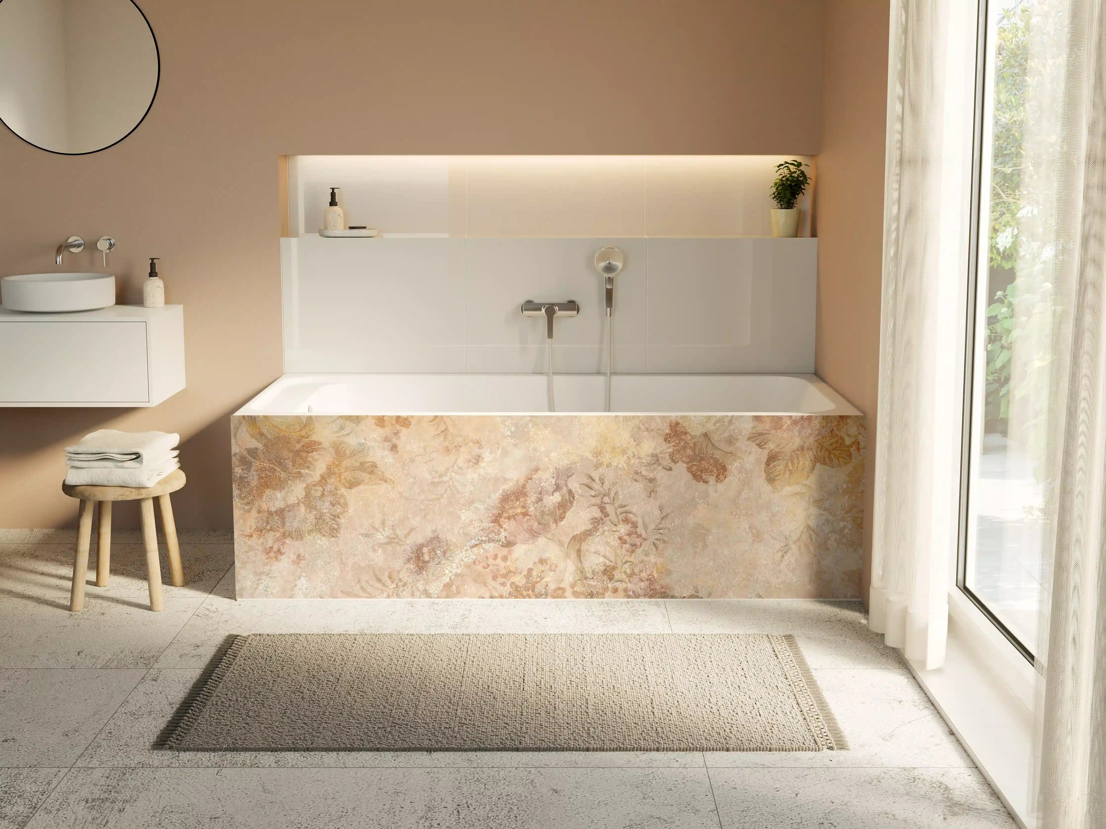 Badewannen-Rückwand - Antikes Blumen Design