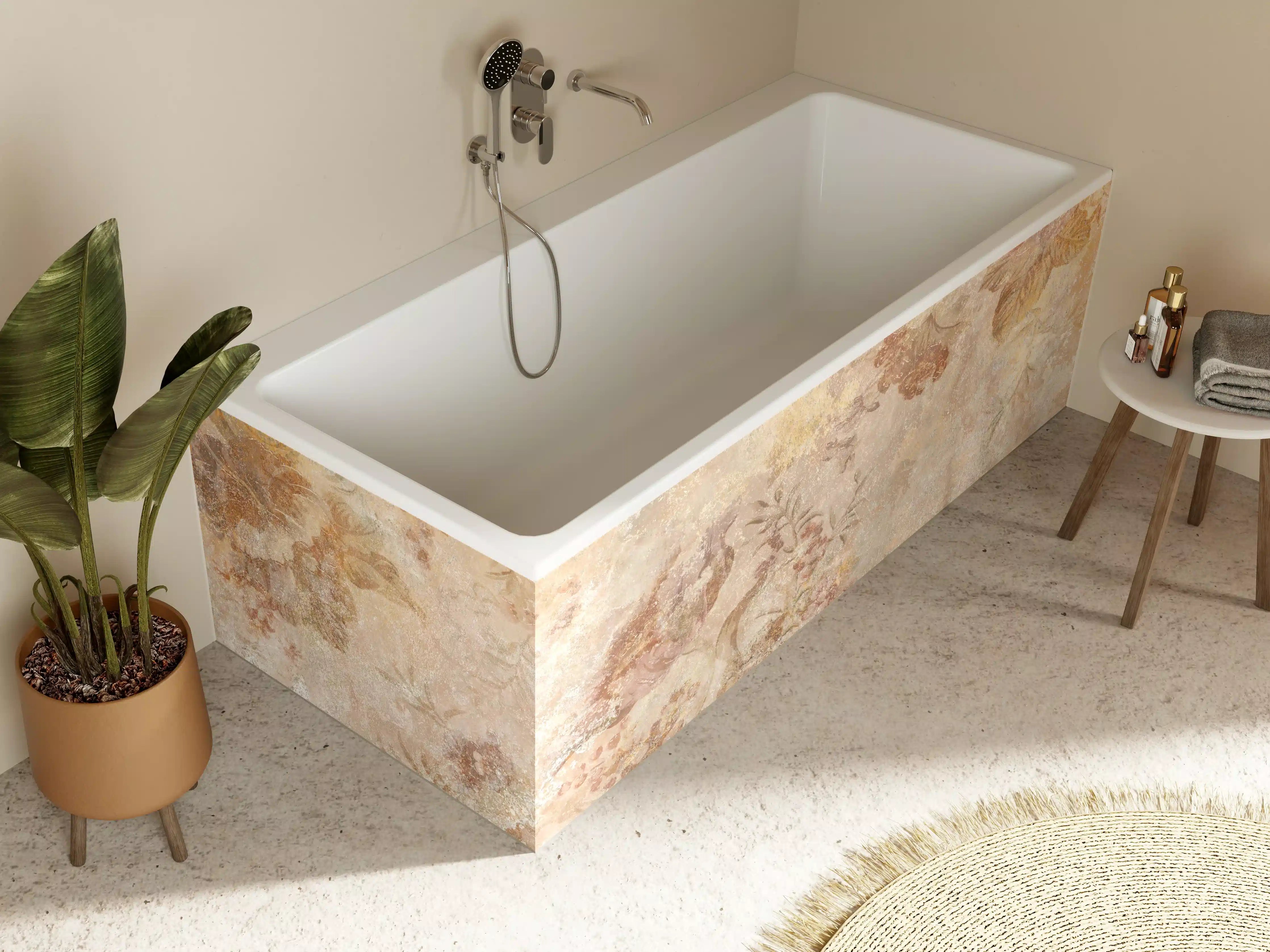 Badewannen-Rückwand - Antikes Blumen Design